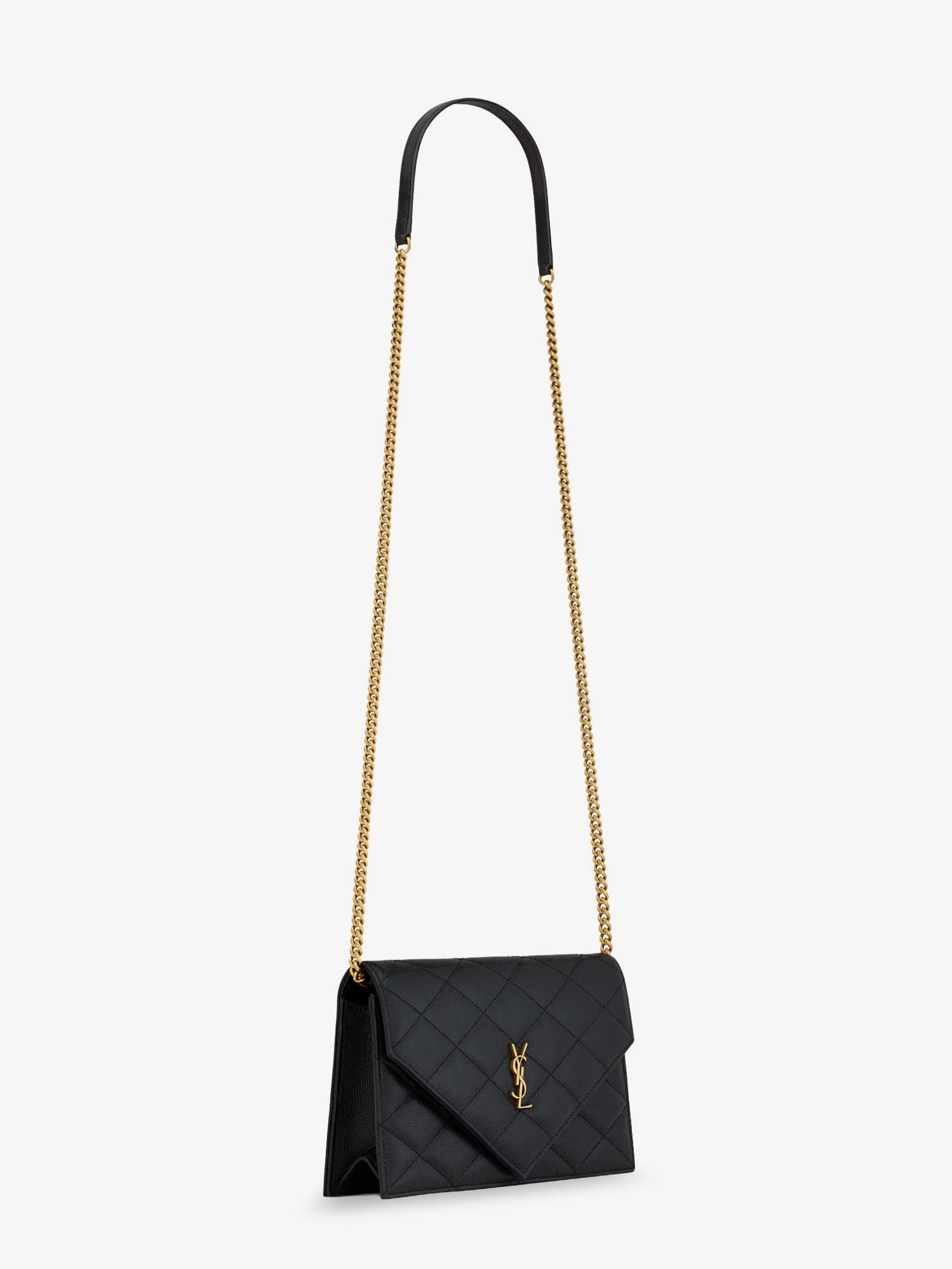 Saint Laurent Paris leather crossbody bag with metal Cassandre logo
