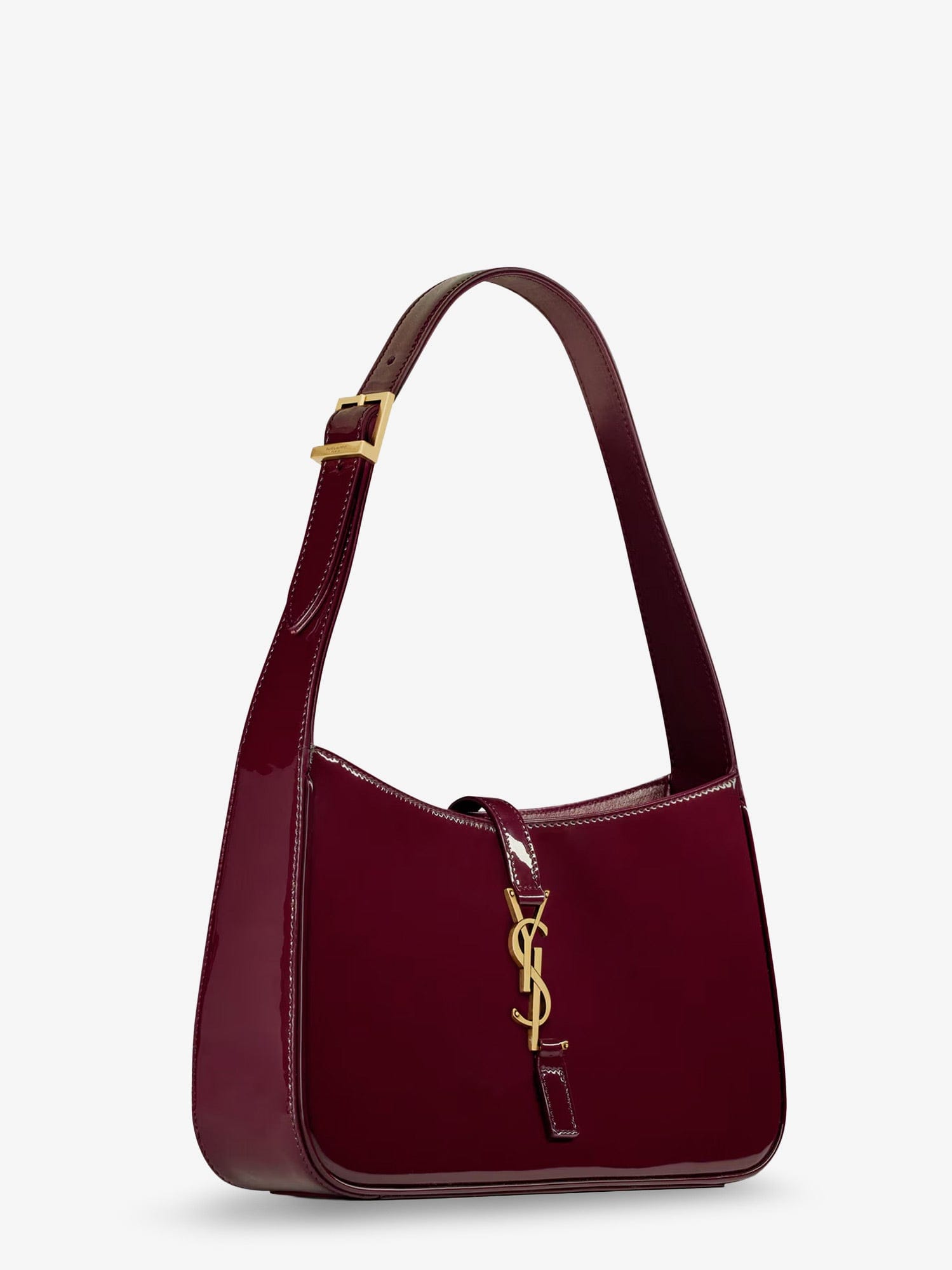 Saint Laurent LE 5 À 7 bordeaux patent leather shoulder bag