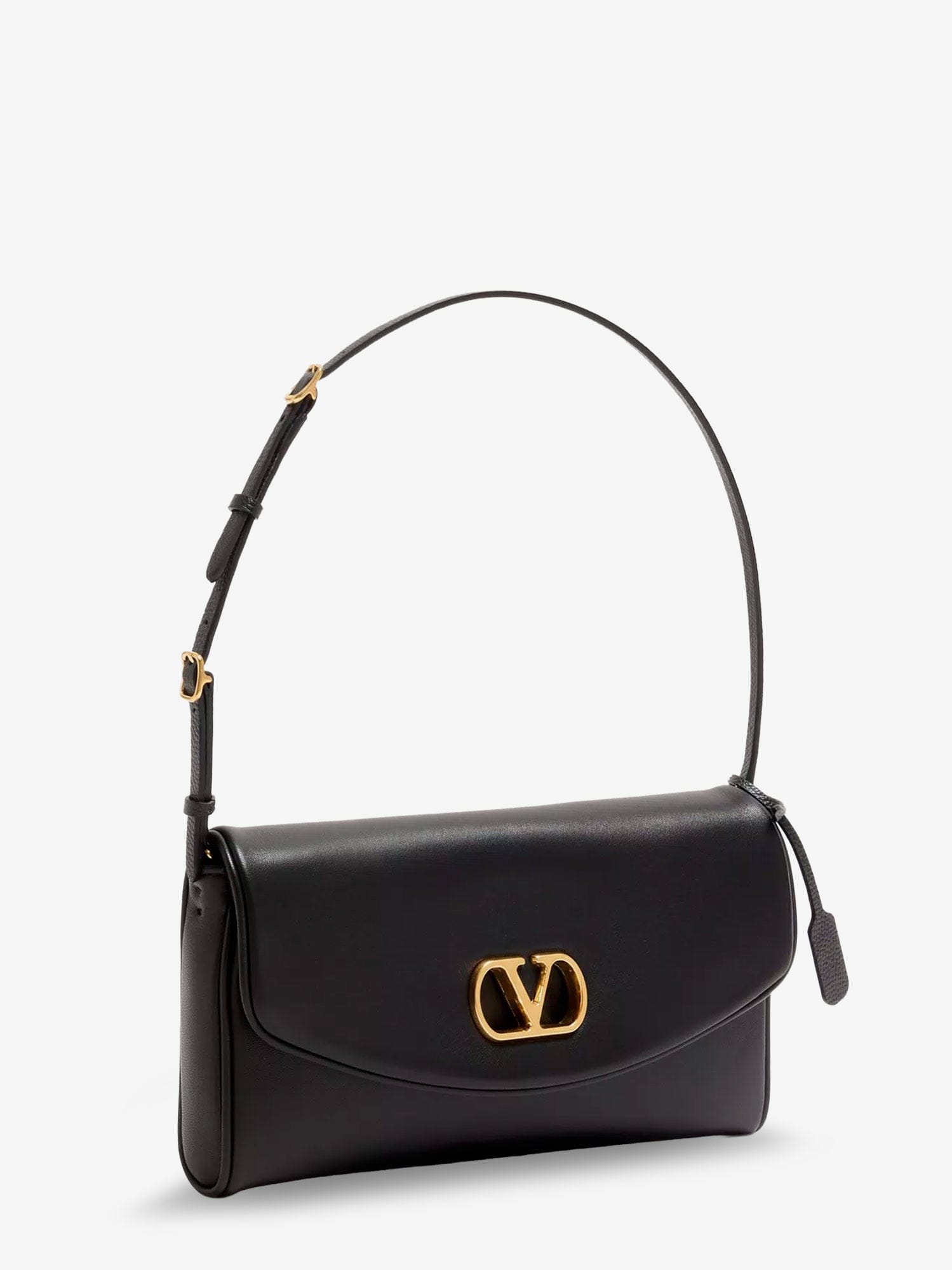 Valentino Garavani DeVain Leather Shoulder Bag with Metal VLogo Signature