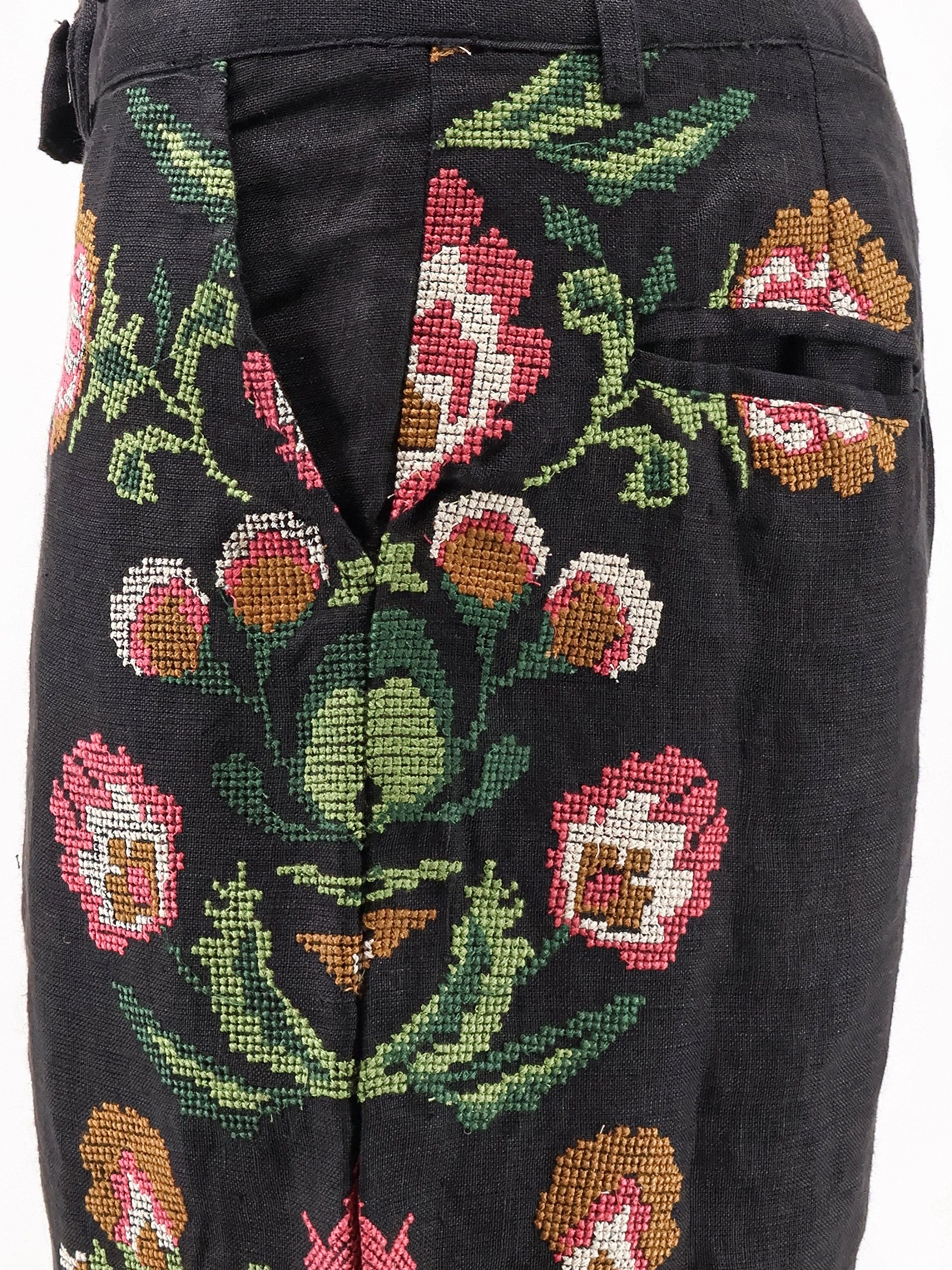 PHILIPPA 1970 Keila linen trousers with embroidery