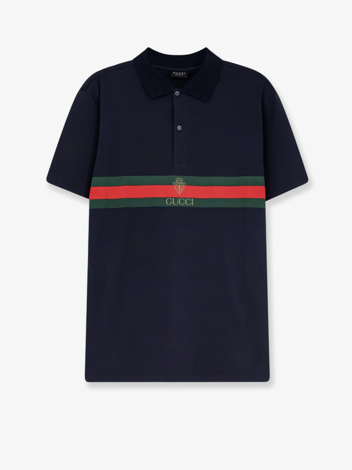 Gucci Cotton polo shirt with Web print on the front