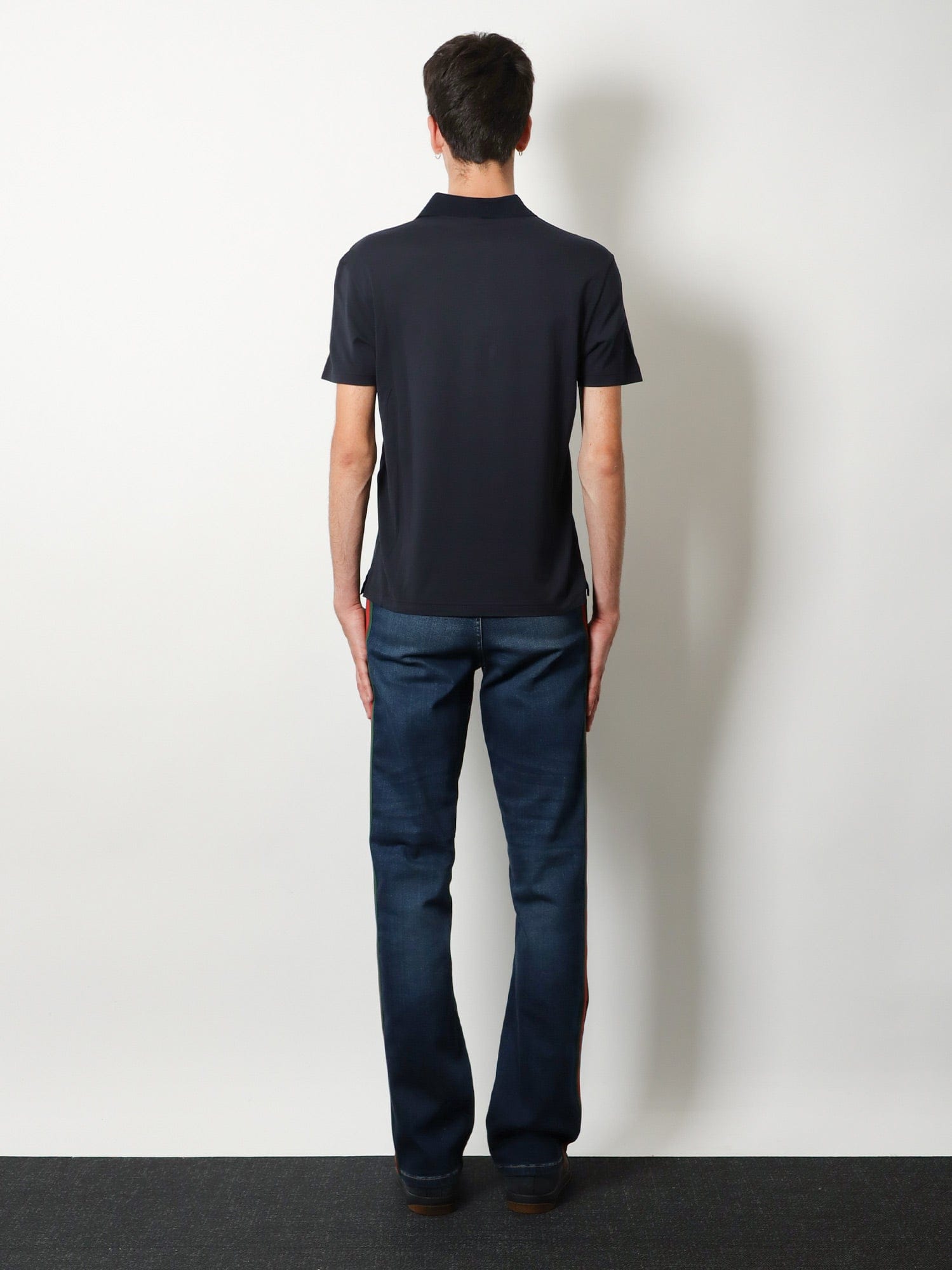 Gucci Cotton polo shirt with Web print on the front