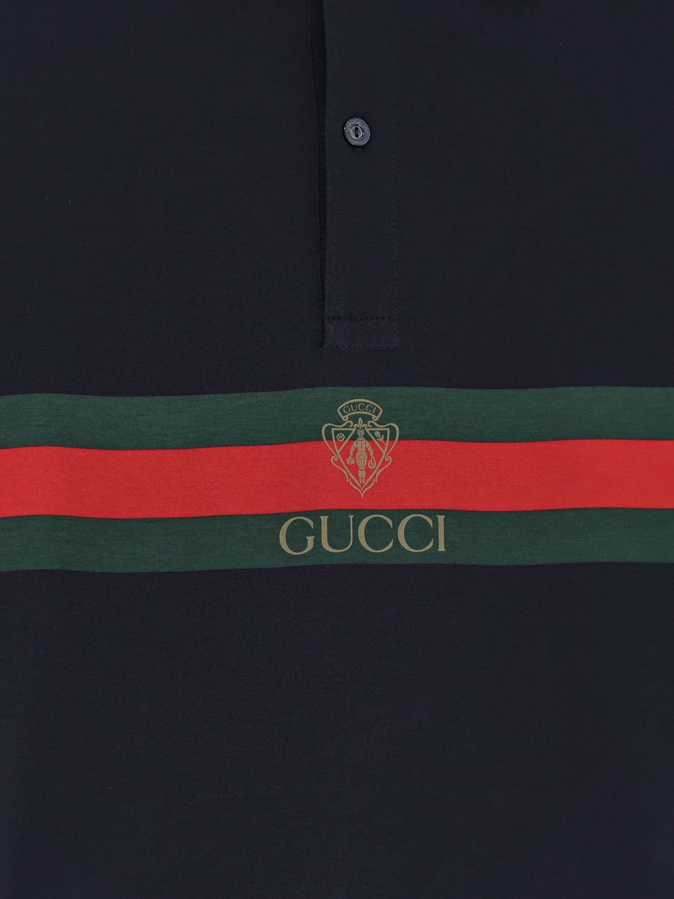 Gucci Cotton polo shirt with Web print on the front