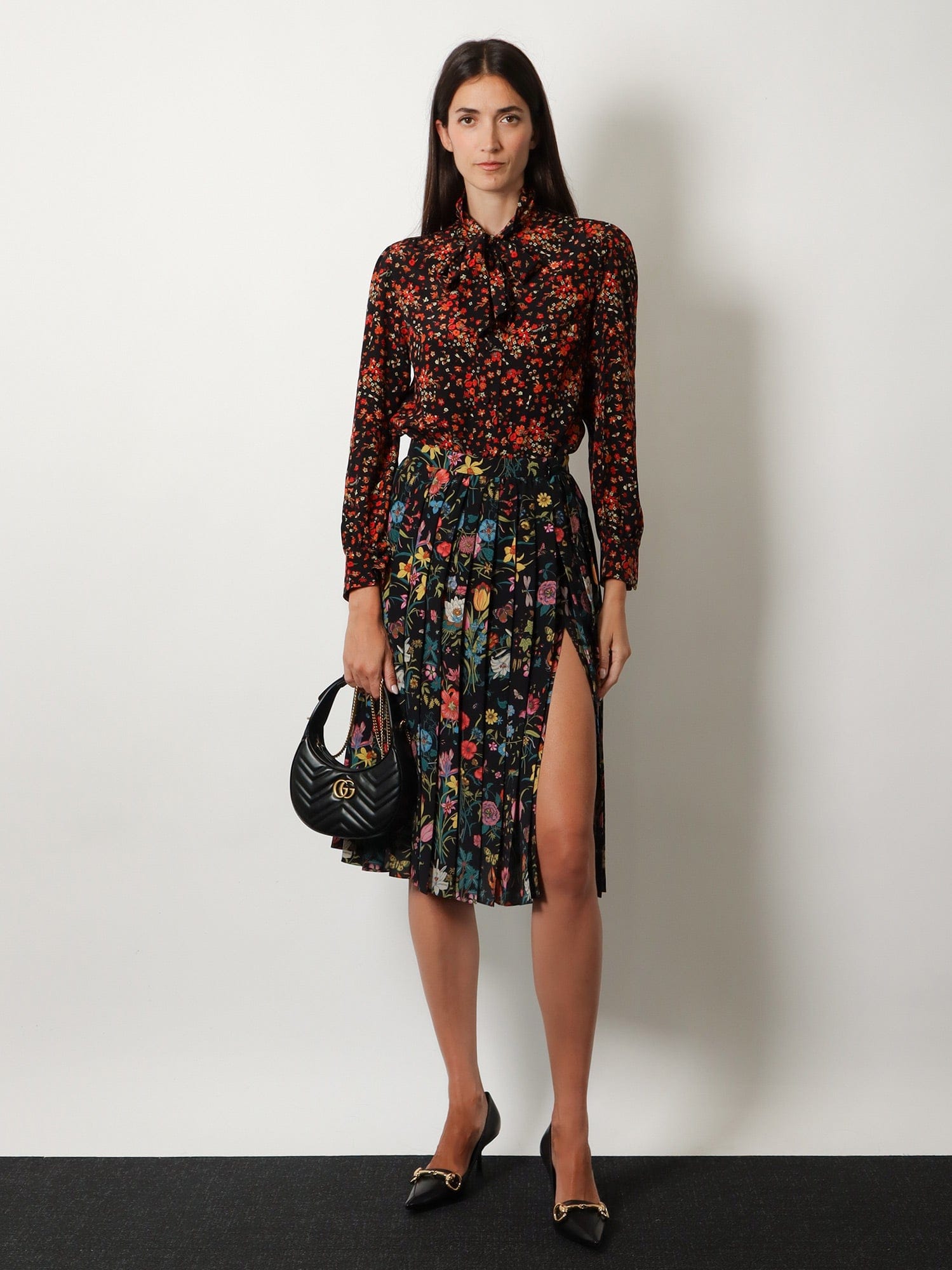 Gucci Silk midi skirt with floral print