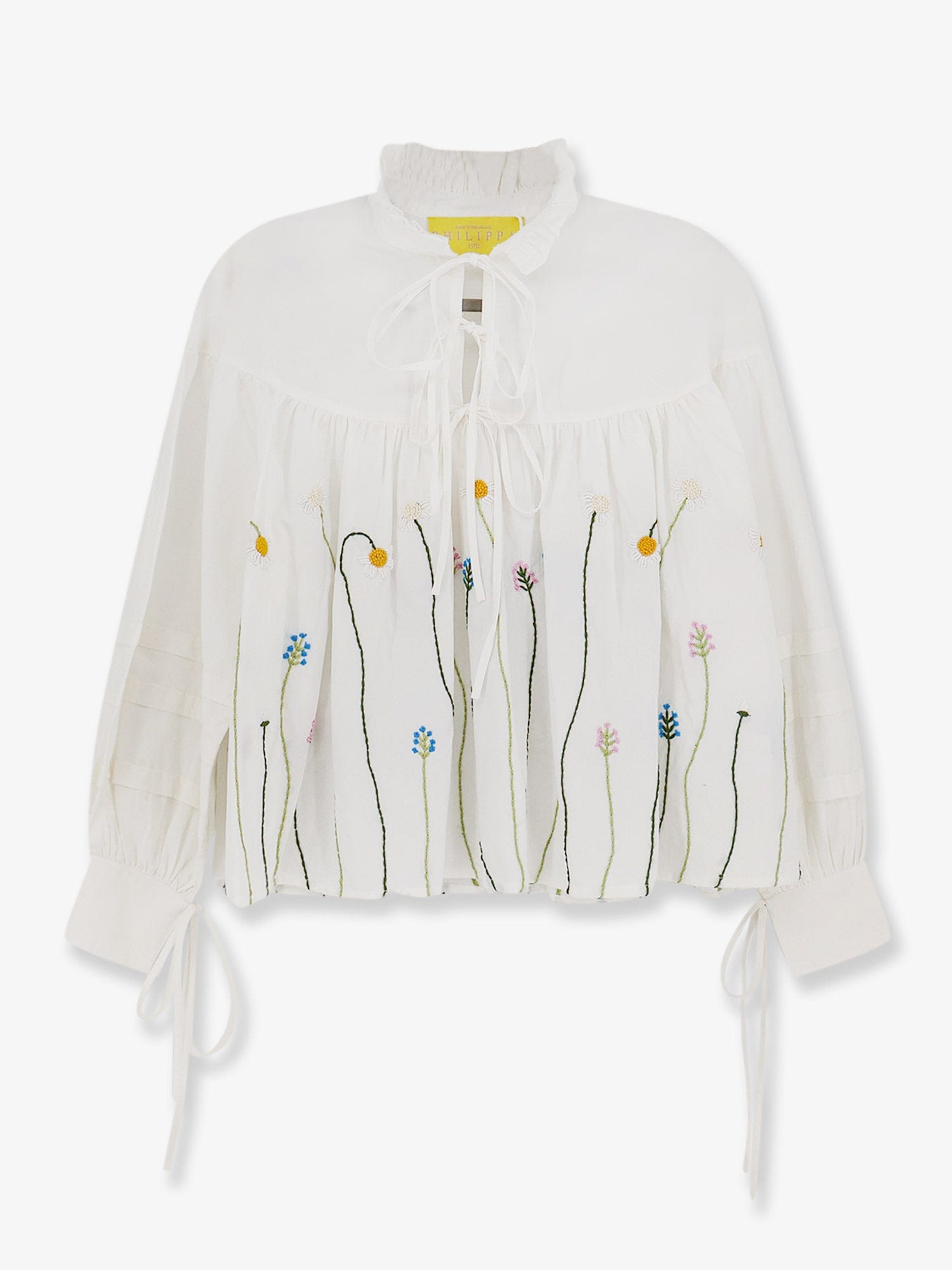 PHILIPPA 1970 Valentina cotton shirt with multicolor embroidery