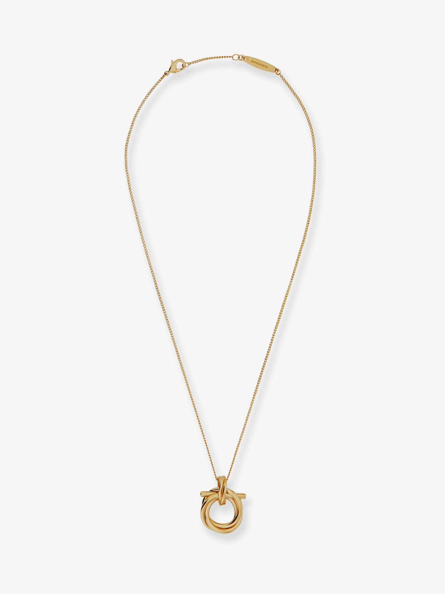 Ferragamo Brass necklace with Gancini pendant
