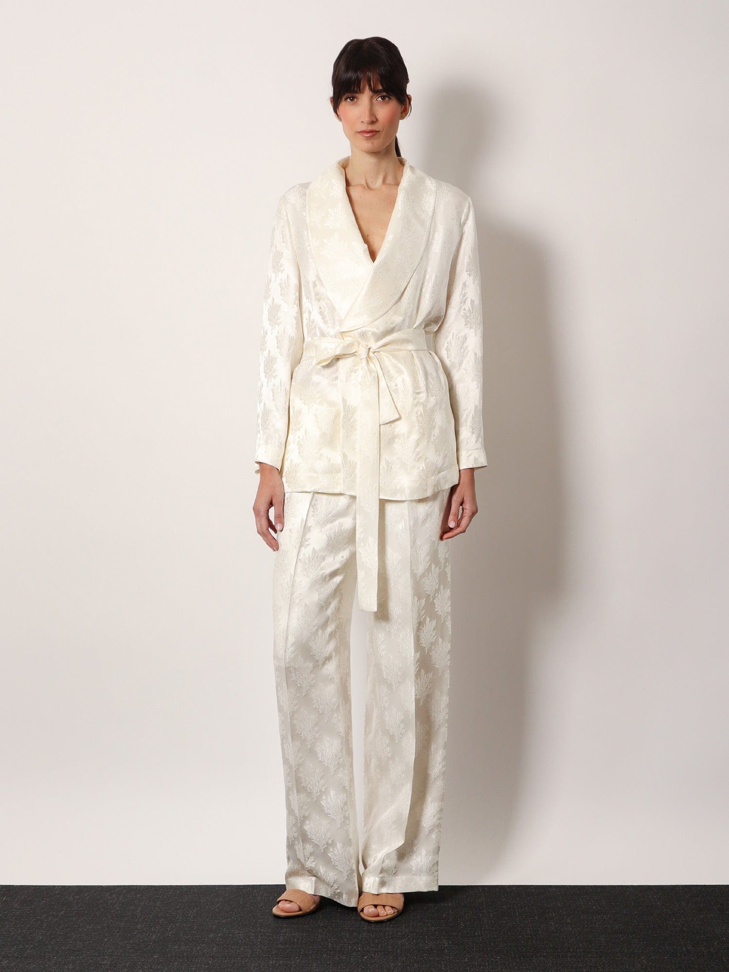 Fendi Jacquard silk trousers with floral motif