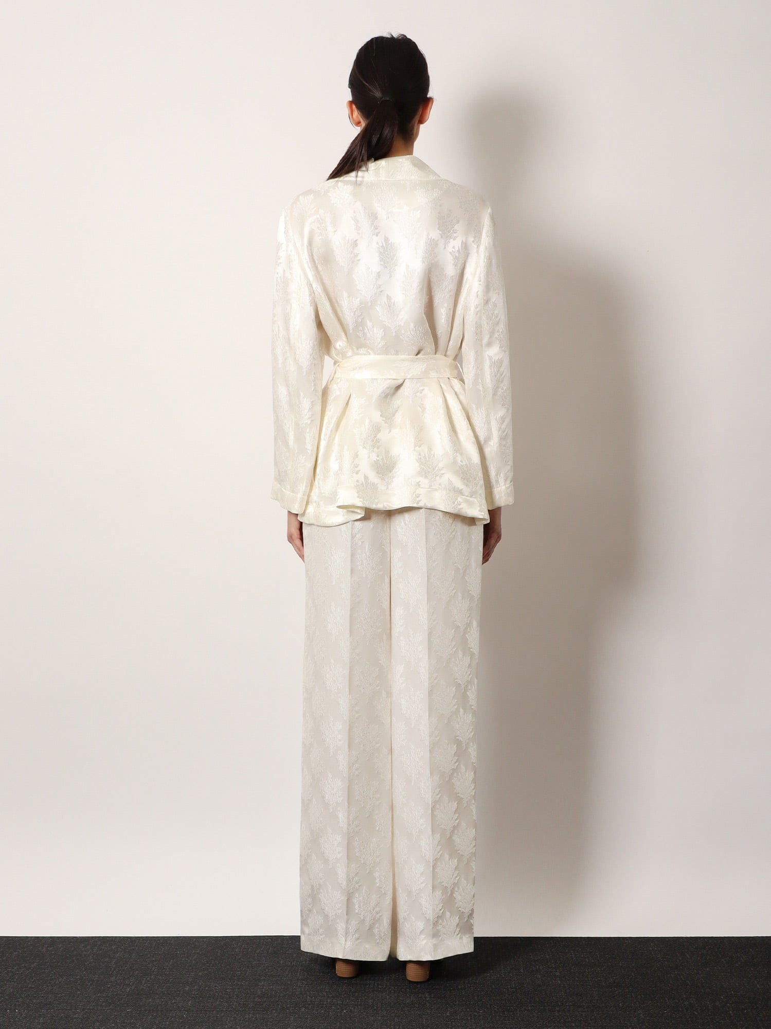 Fendi Jacquard silk trousers with floral motif
