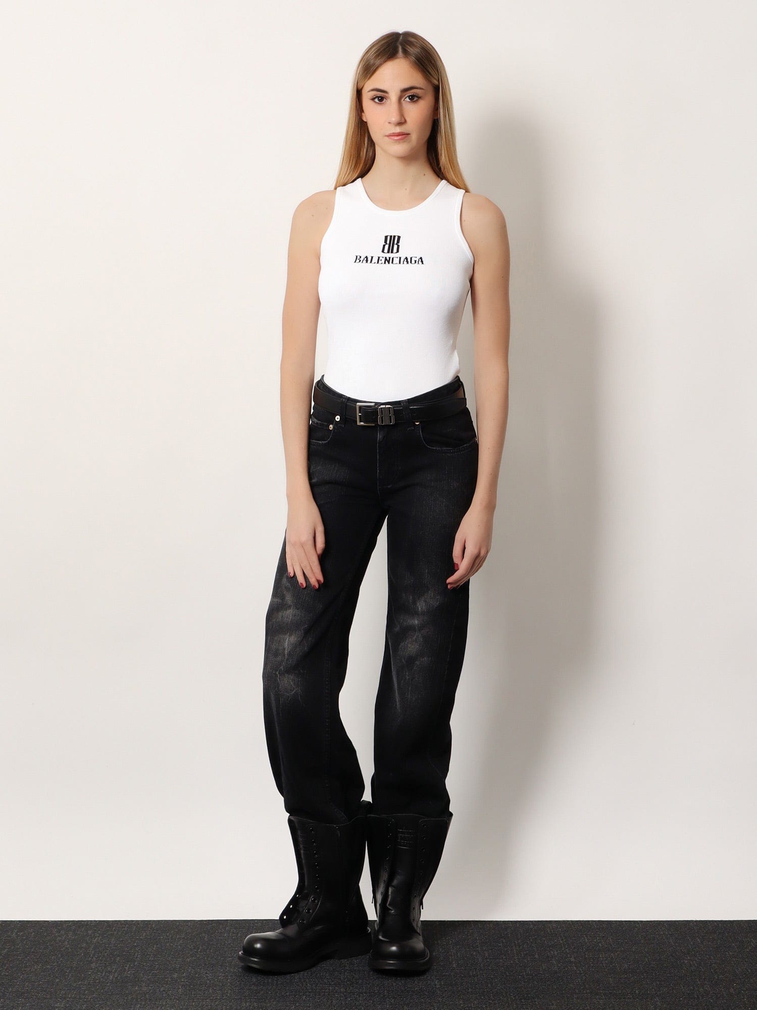 Balenciaga Ribbed viscose blend tank top