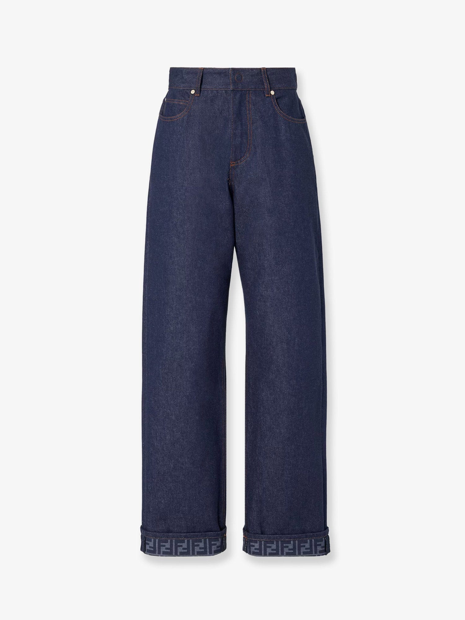 Fendi Blue denim jeans with FF detail on the bottom