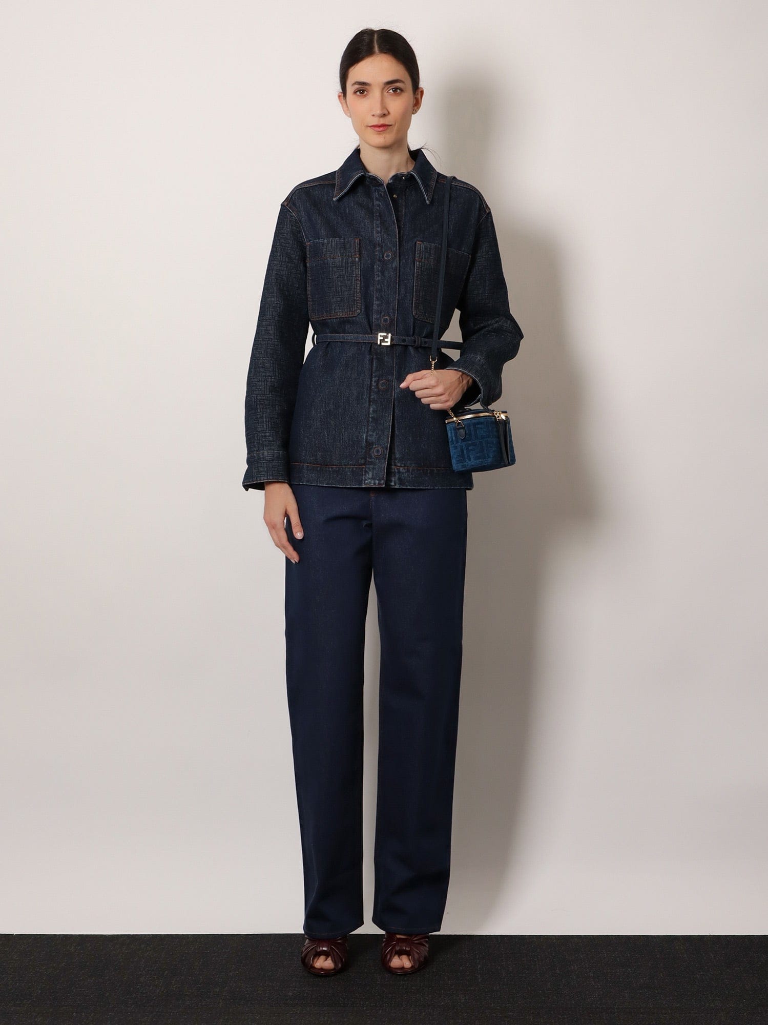 Fendi Blue denim jeans with FF detail on the bottom