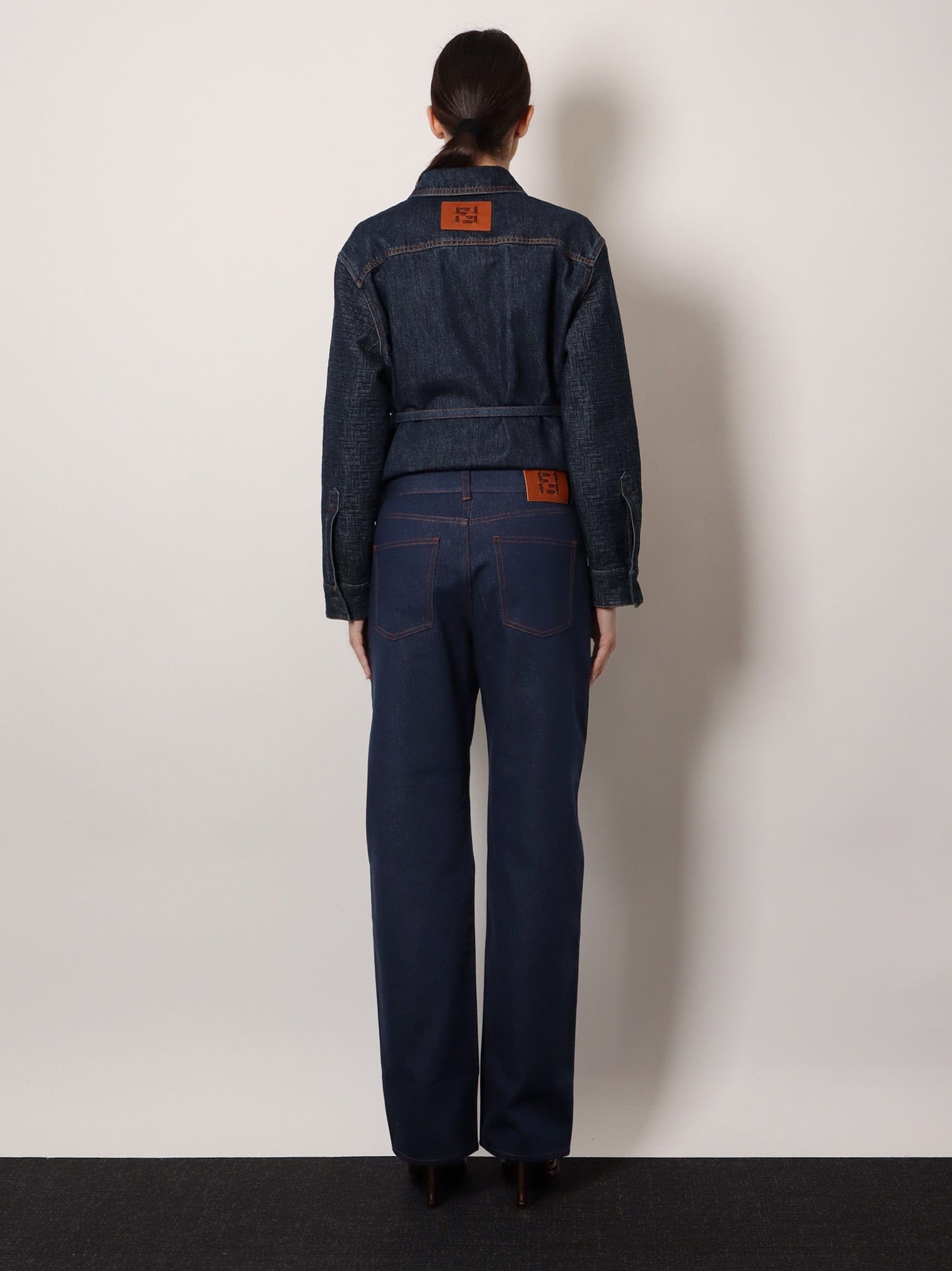 Fendi Blue denim jeans with FF detail on the bottom