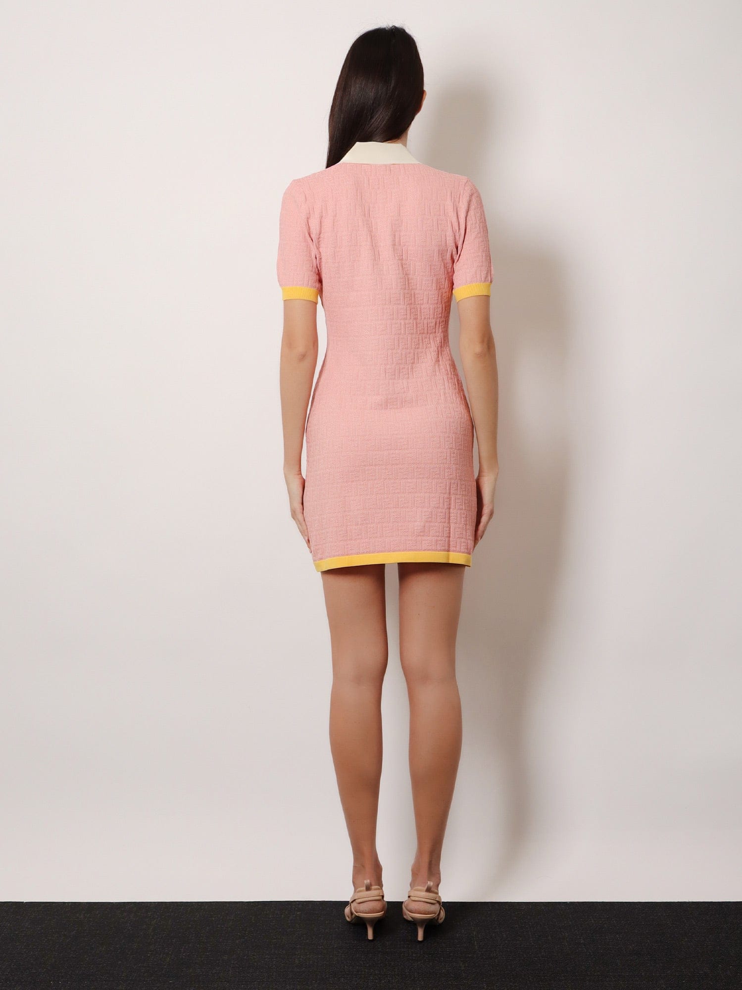 Fendi Cotton and silk blend short dress with all-over FF motif