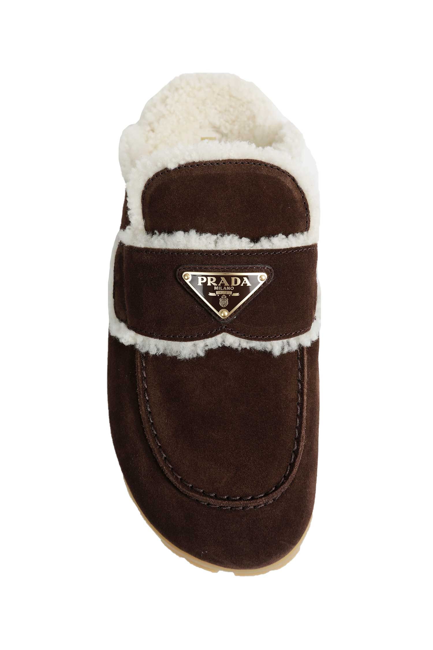 Prada Suede And Shearling Mules