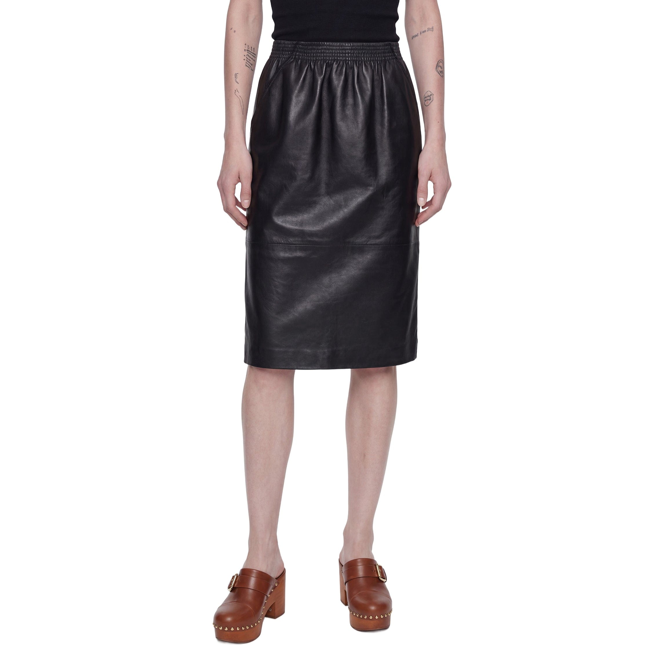 Chloe Leather Knee-length Pencil Skirt
