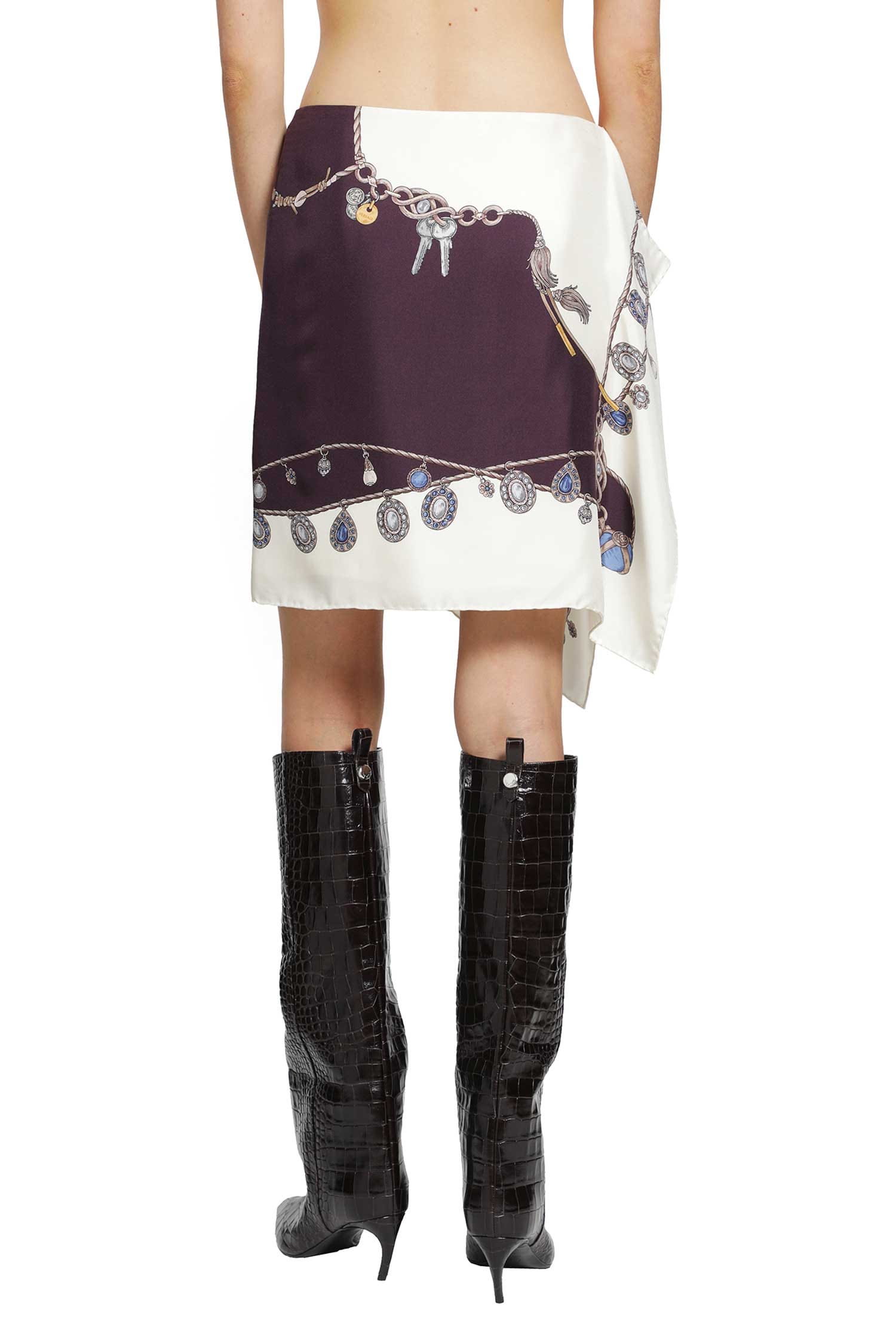 Versace Stolen Jewels Silk Twill Mini Skirt