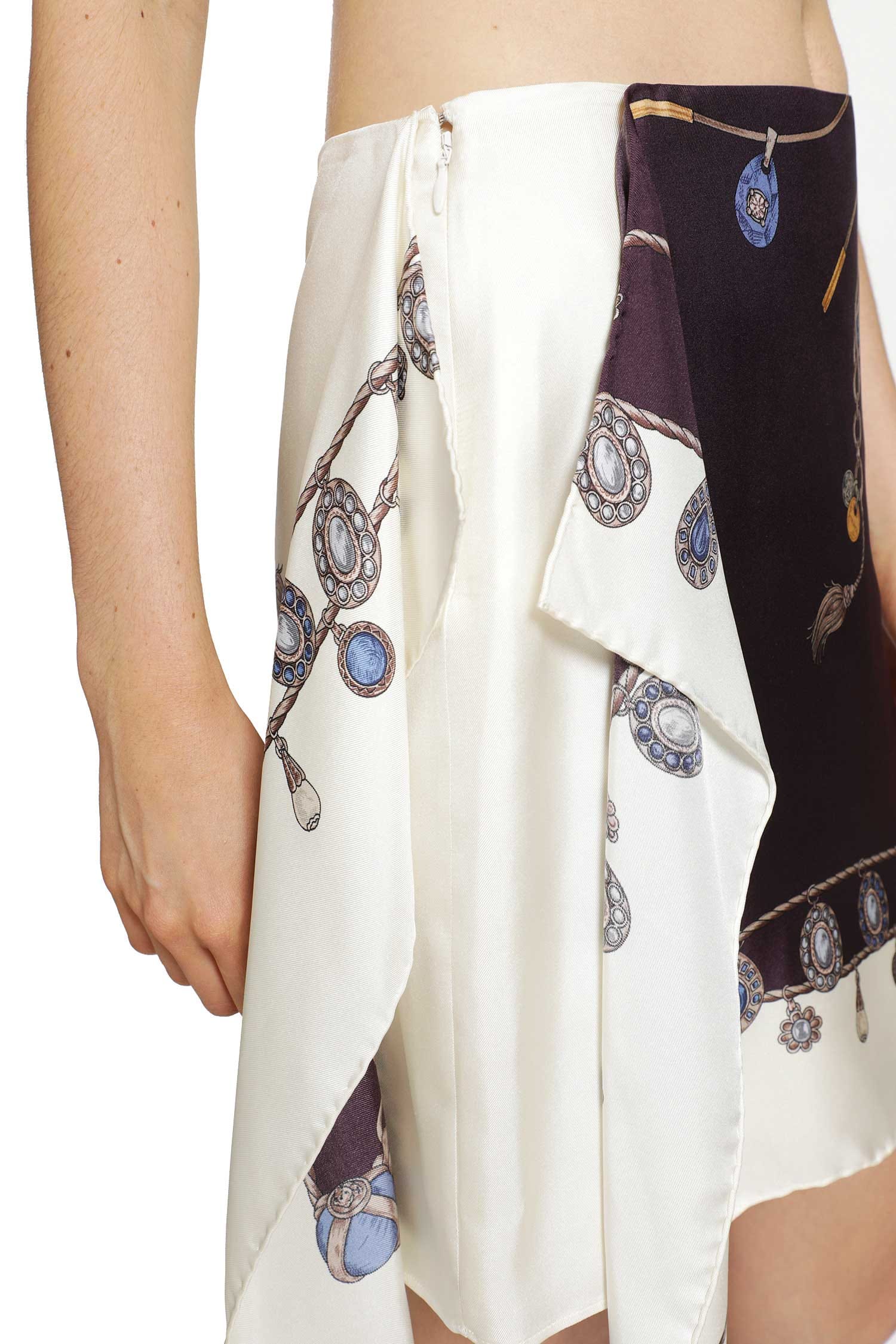 Versace Stolen Jewels Silk Twill Mini Skirt