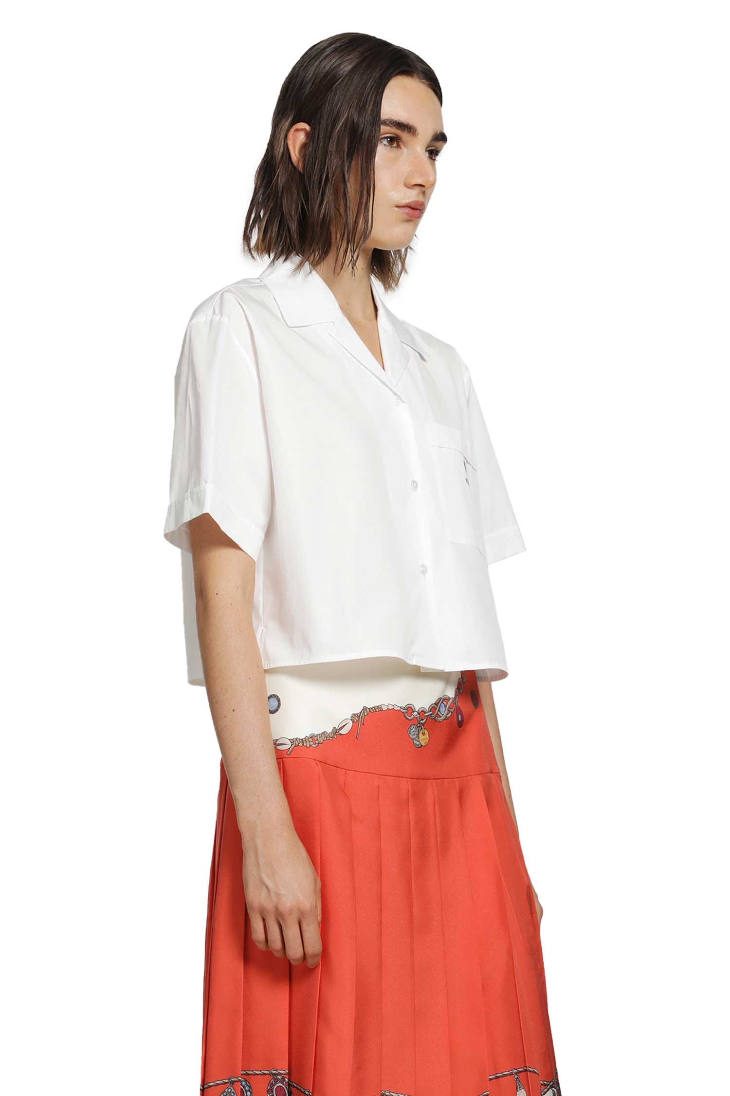 Versace Cotton Poplin Crop Shirt
