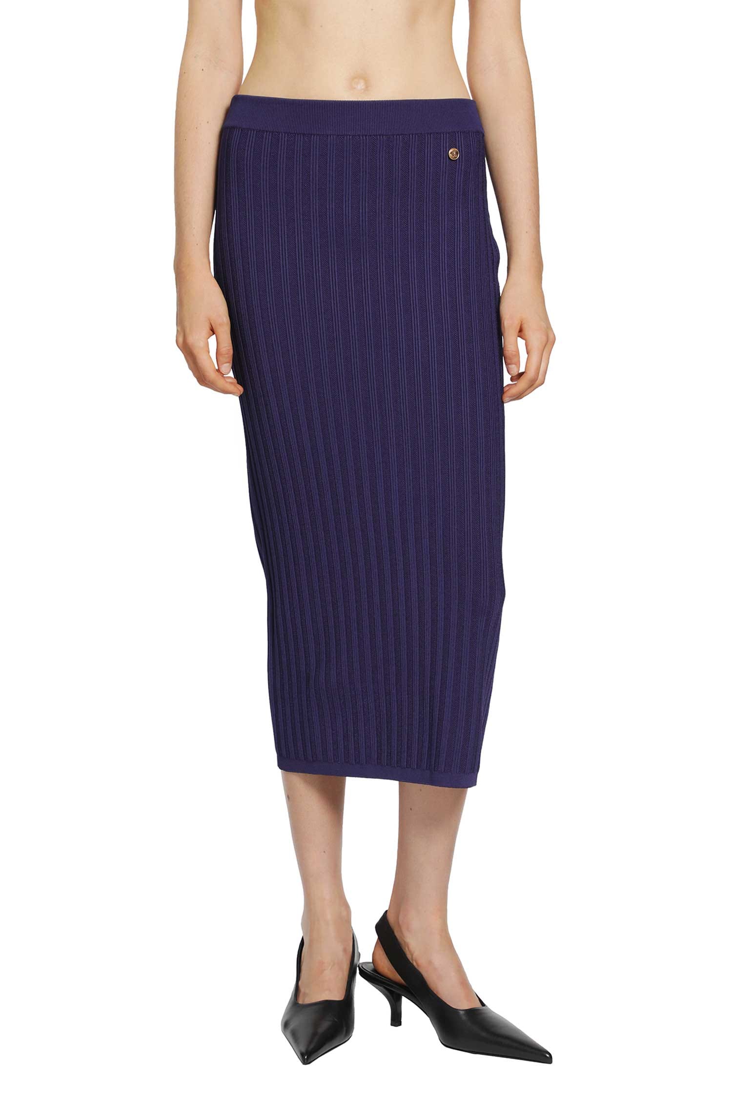 Versace Stretch Viscose Mesh Knit Midi Skirt