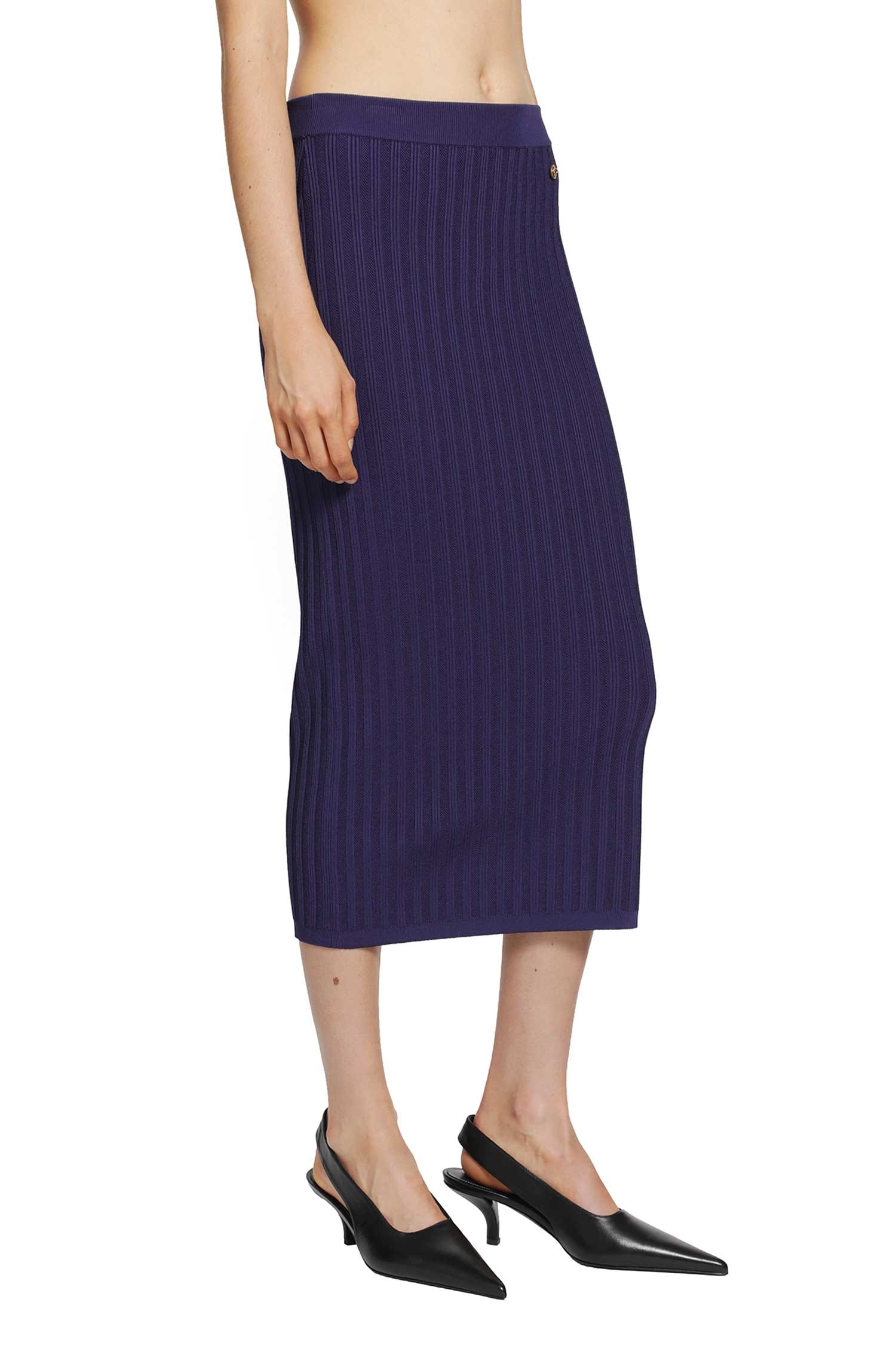 Versace Stretch Viscose Mesh Knit Midi Skirt