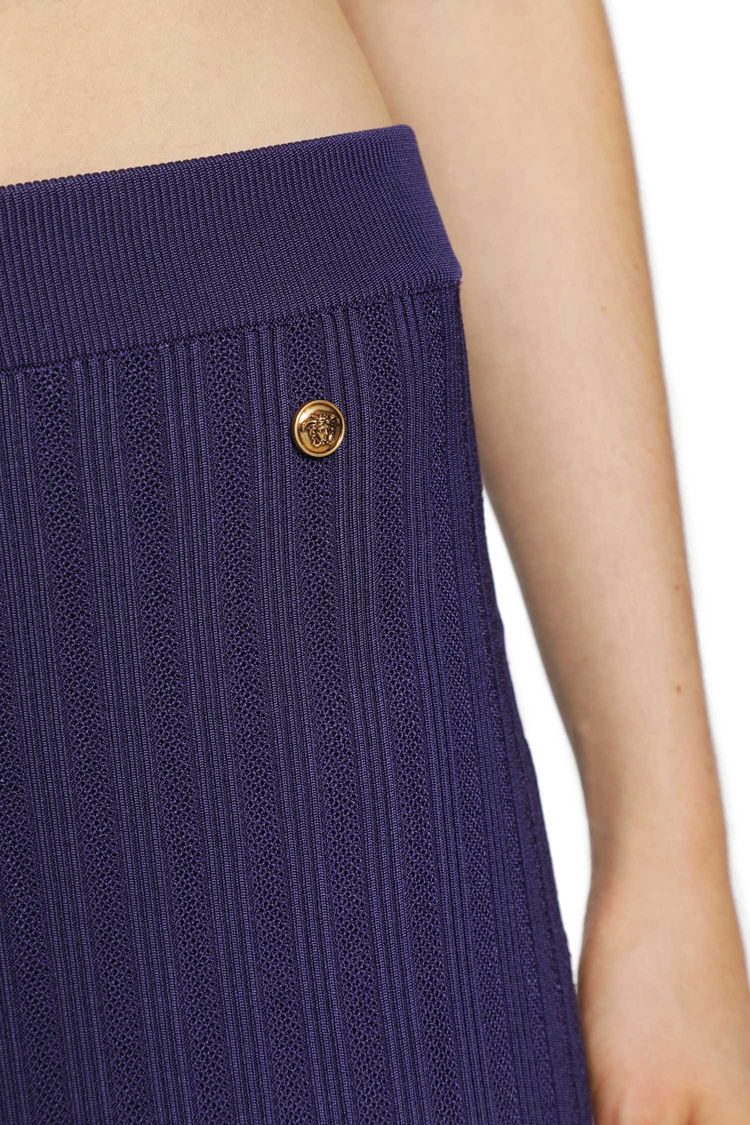 Versace Stretch Viscose Mesh Knit Midi Skirt