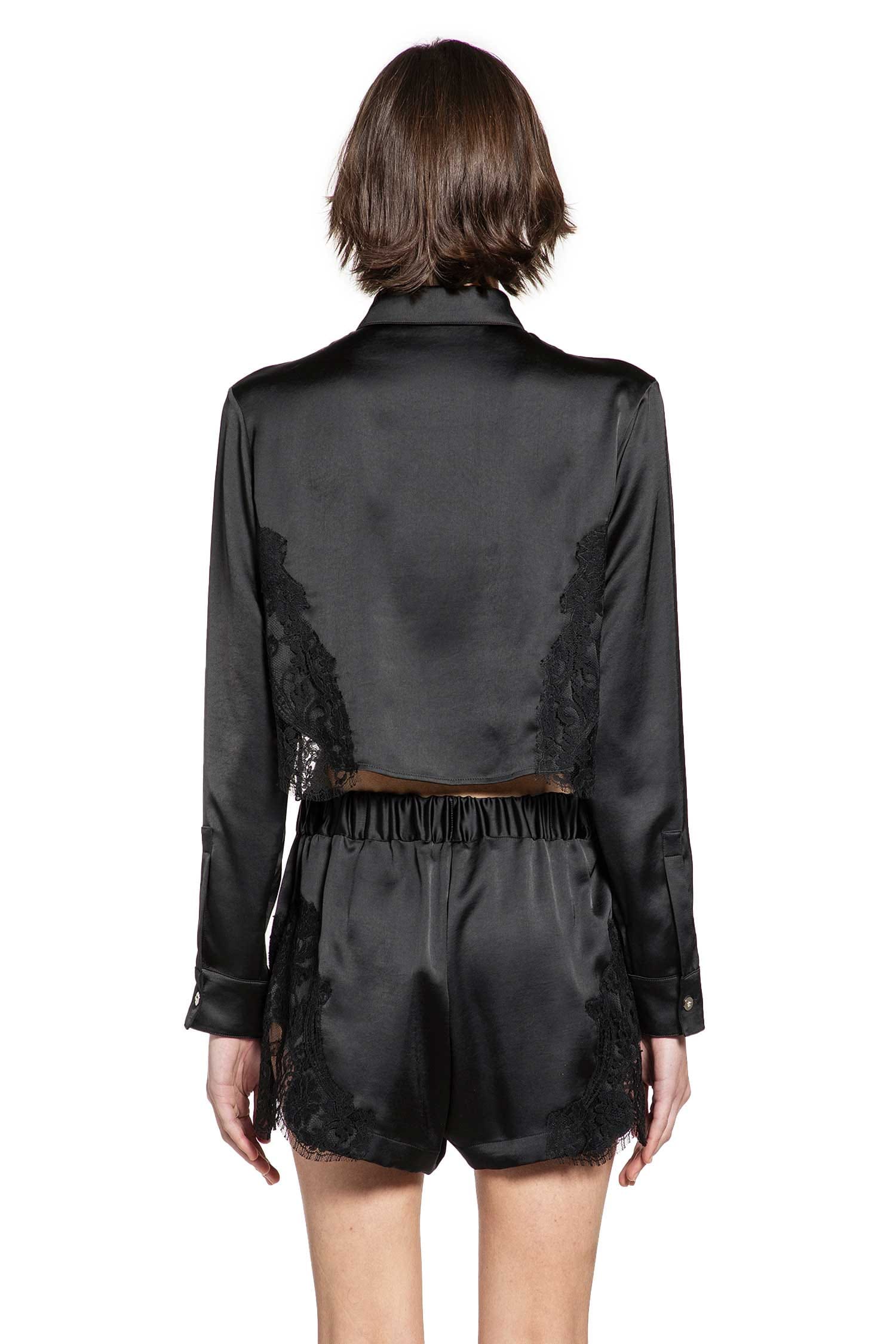 Versace Lace-Trim Satin Crop Shirt