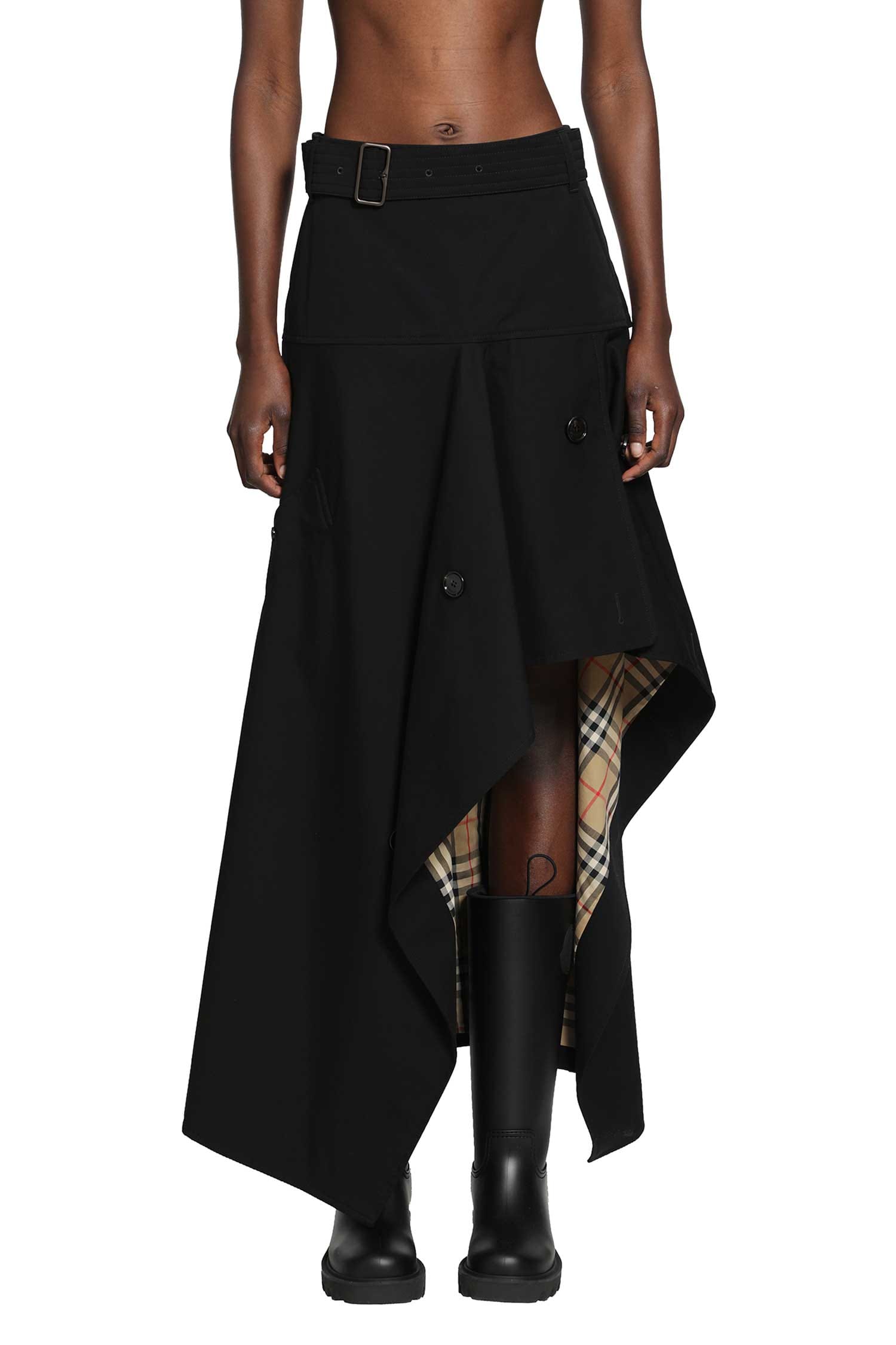 Burberry Gabardine Asymmetric Trench Skirt
