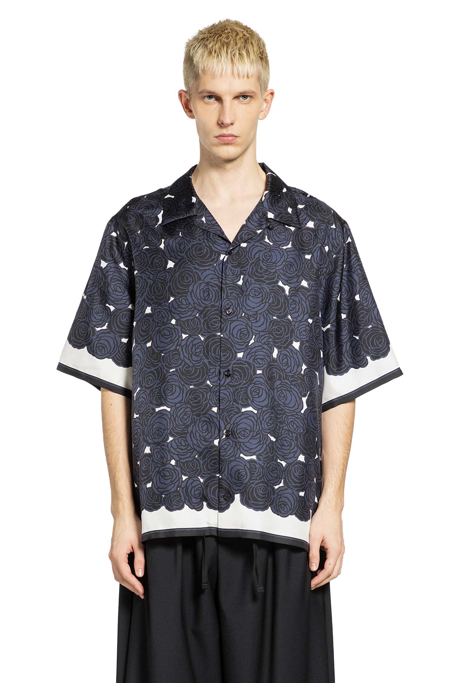 Givenchy Rose Print Silk Bowling Shirt