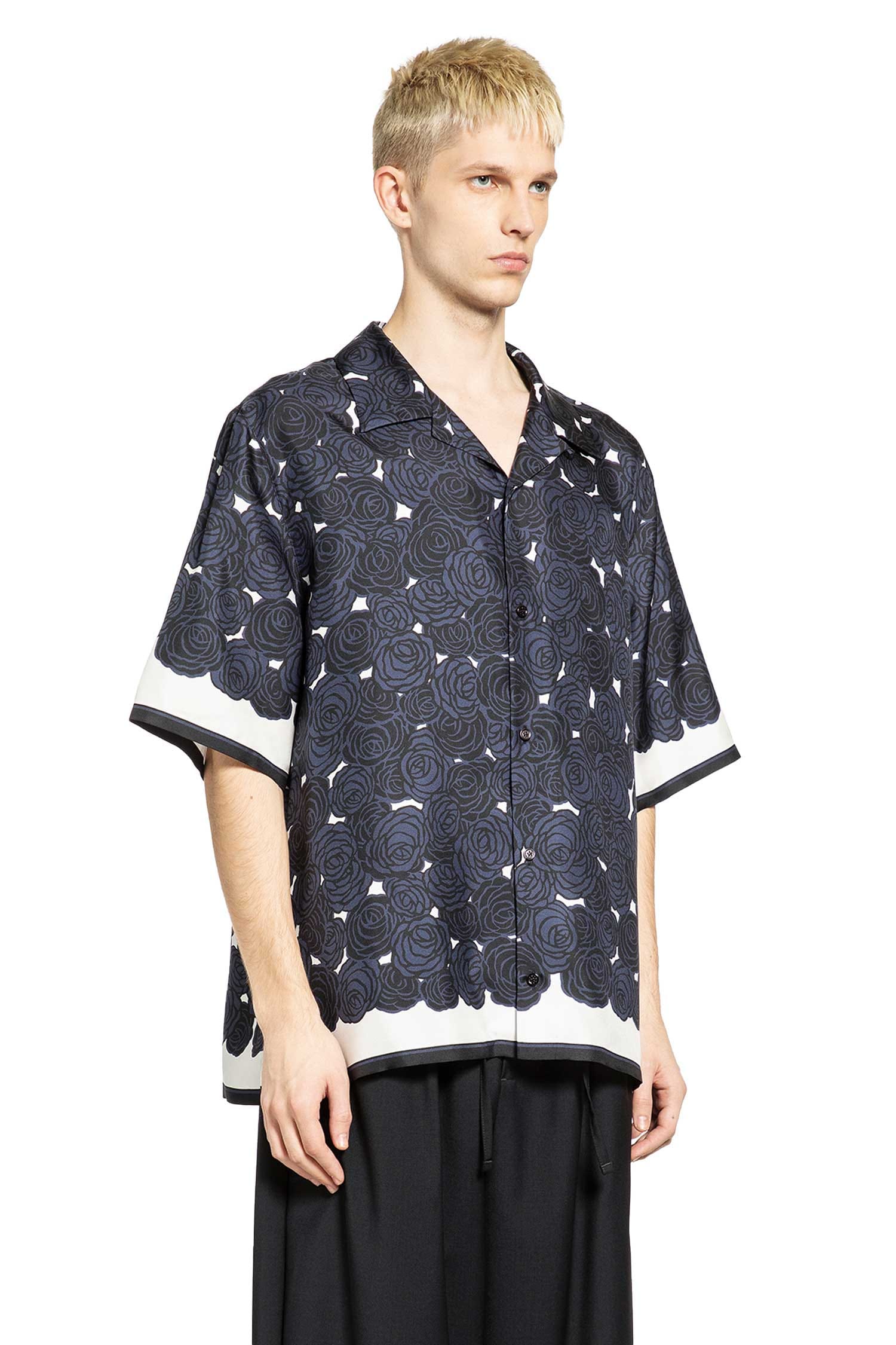 Givenchy Rose Print Silk Bowling Shirt