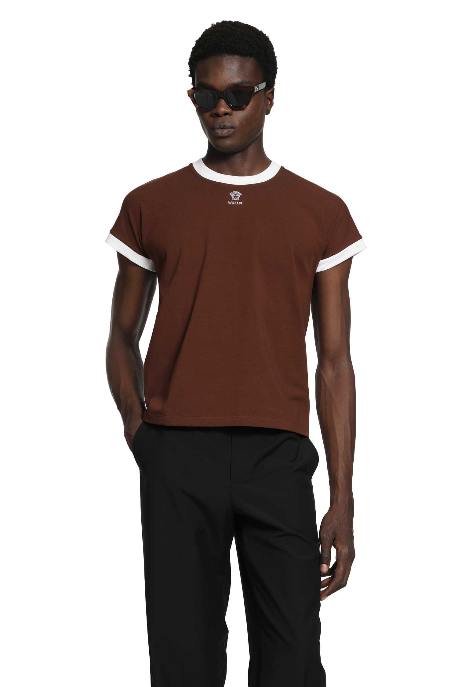 Versace Embroidered-Logo Stretch Jersey T-Shirt
