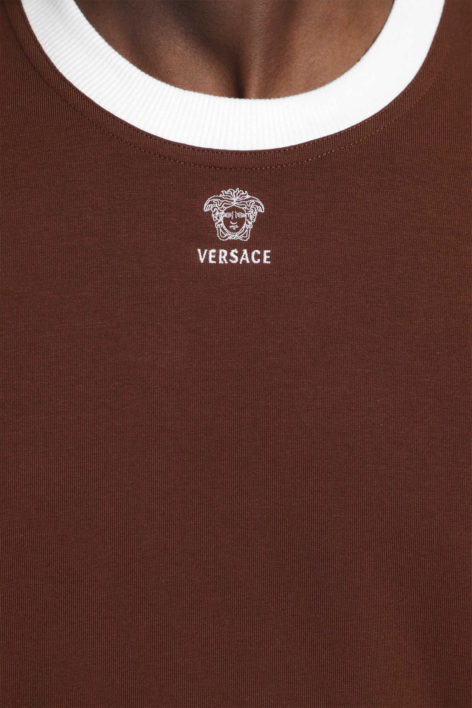 Versace Embroidered-Logo Stretch Jersey T-Shirt