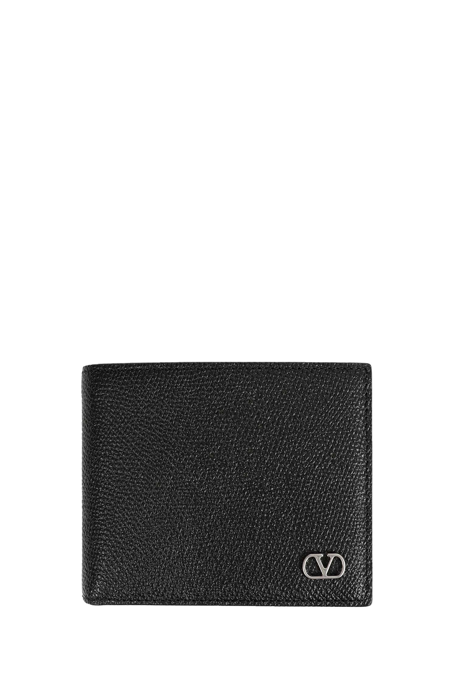 Valentino Garavani Vlogo Grainy Calfskin Wallet