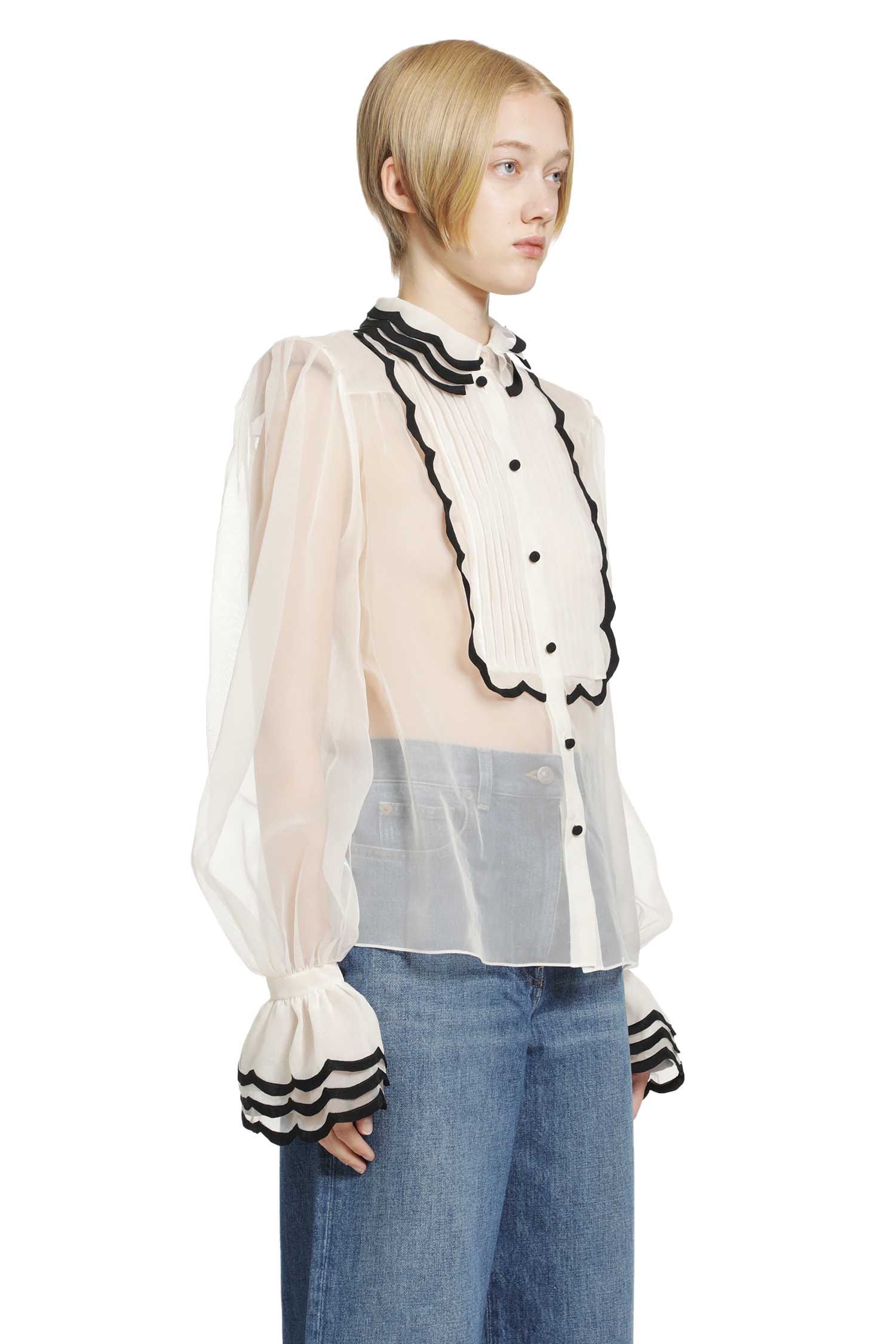 Valentino Organza Shirt with Embroidered Bib