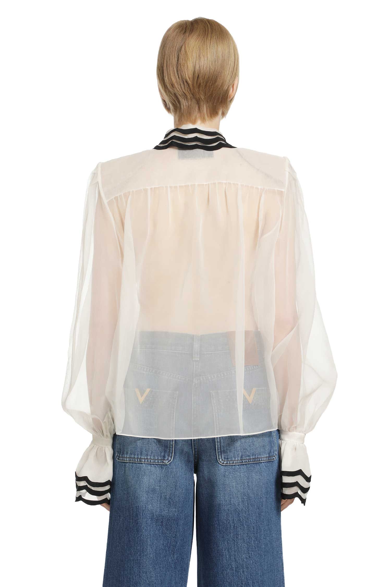 Valentino Organza Shirt with Embroidered Bib