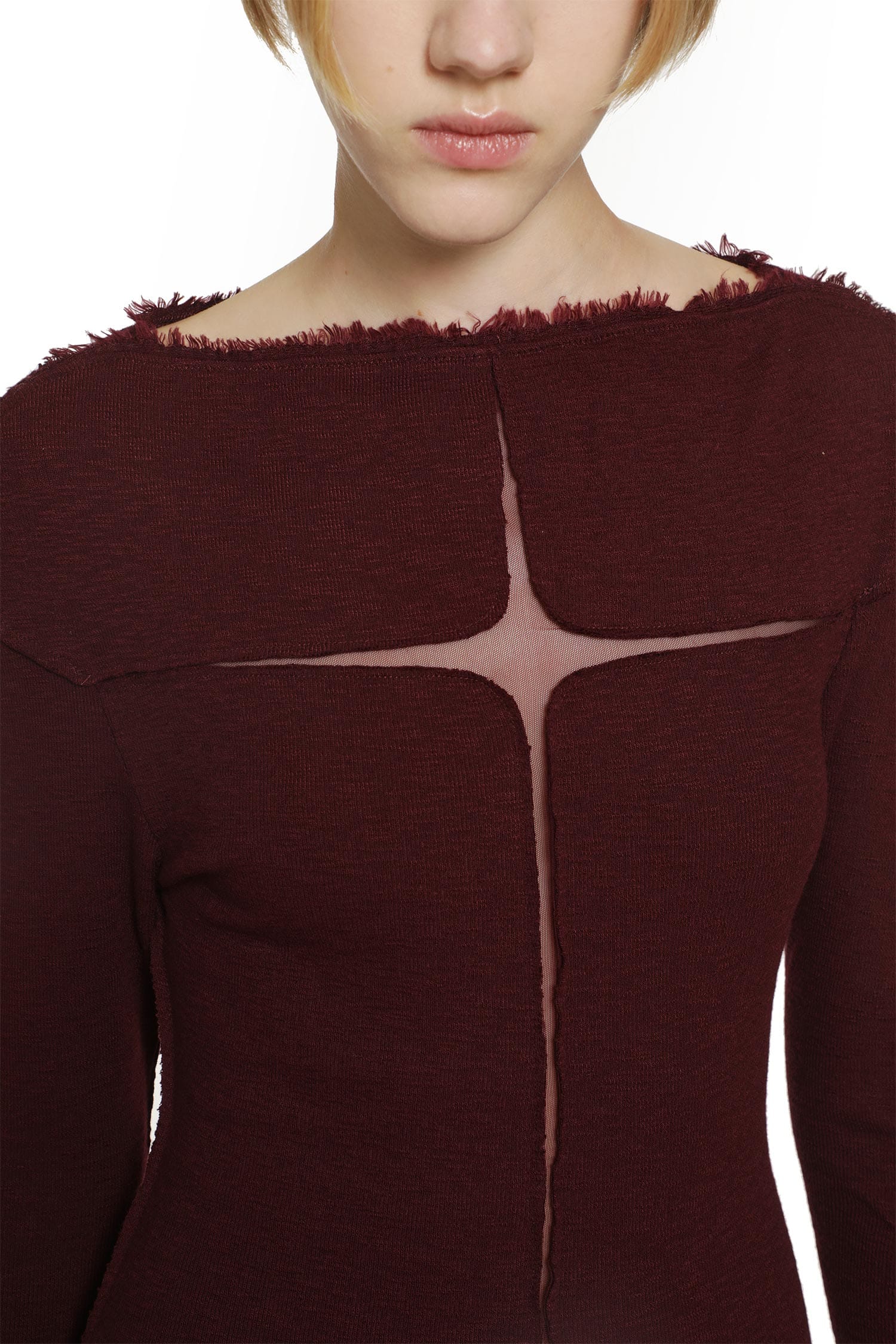DAISY Slubbed Rib Dress with Frayed Edges