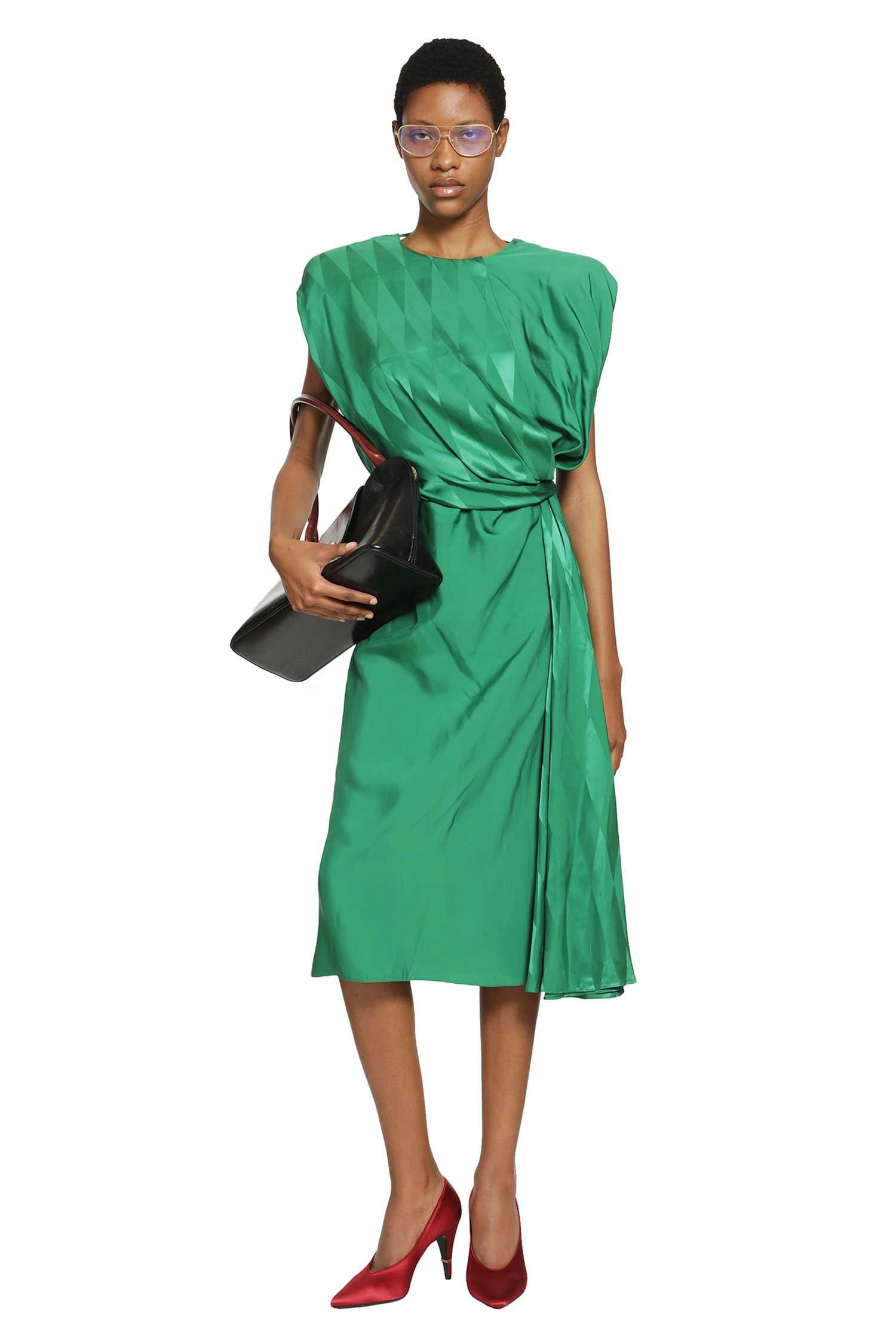 Versace Jacquard Silk Draped Midi Dress