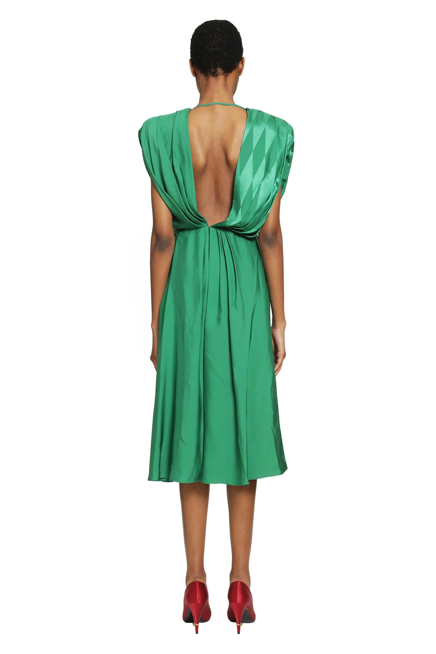 Versace Jacquard Silk Draped Midi Dress