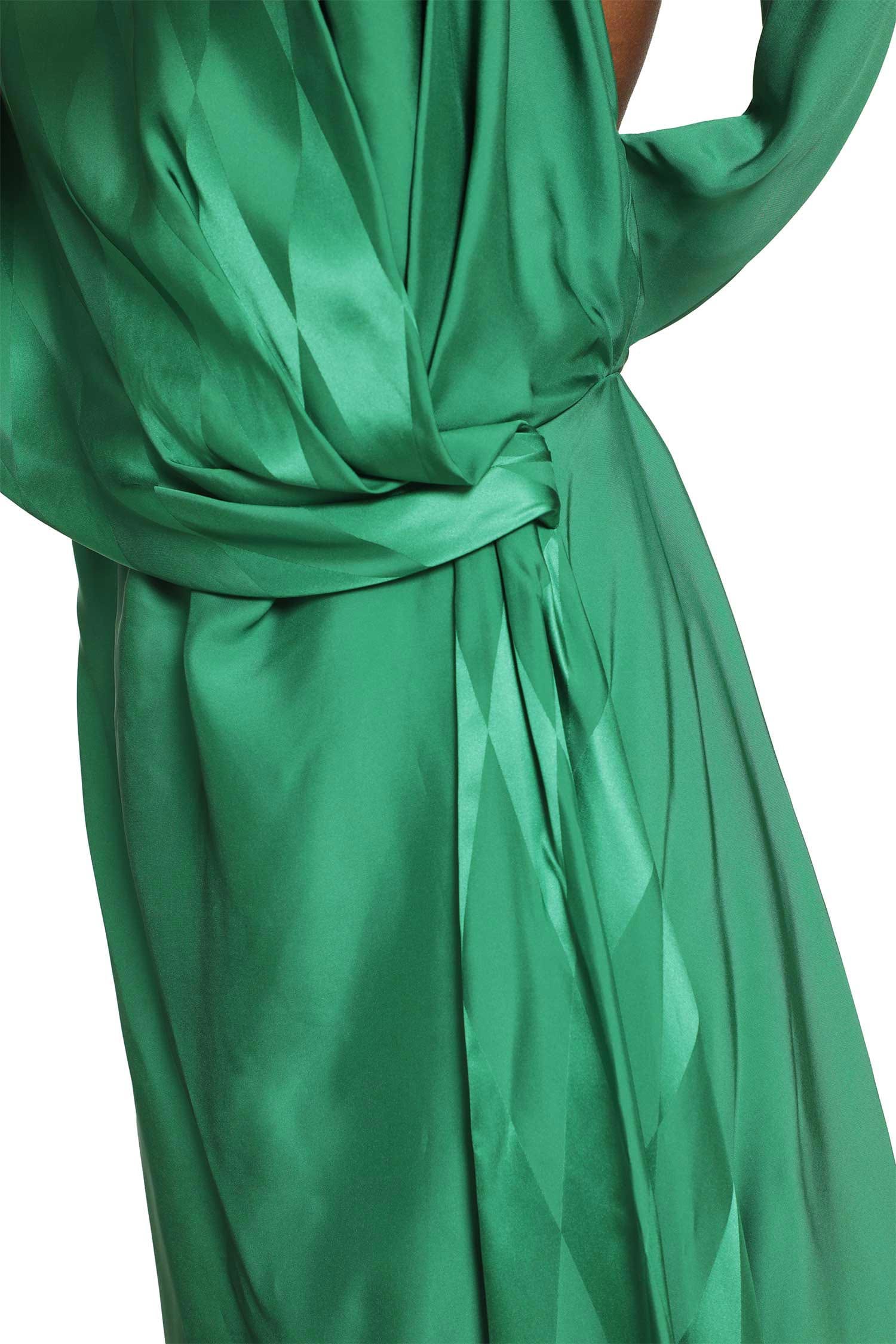 Versace Jacquard Silk Draped Midi Dress