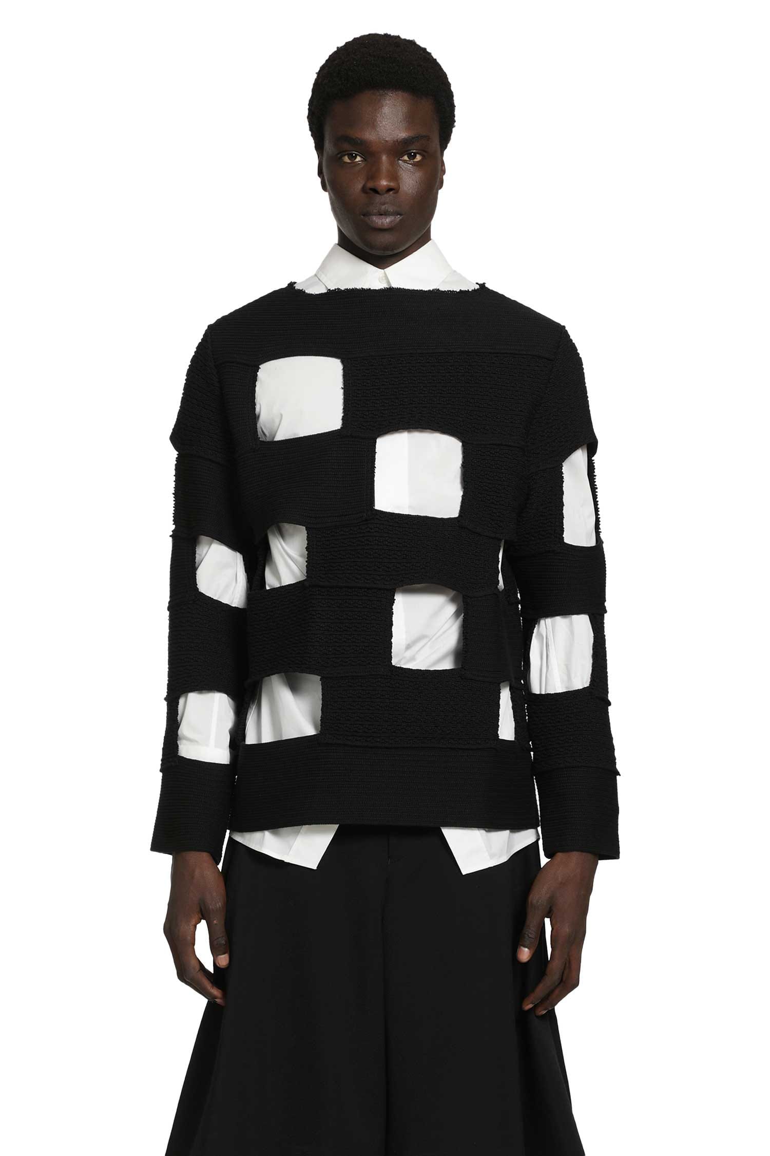COMME DES GARCONS HOMME PLUS Cut-Out Cotton Nylon Sweater
