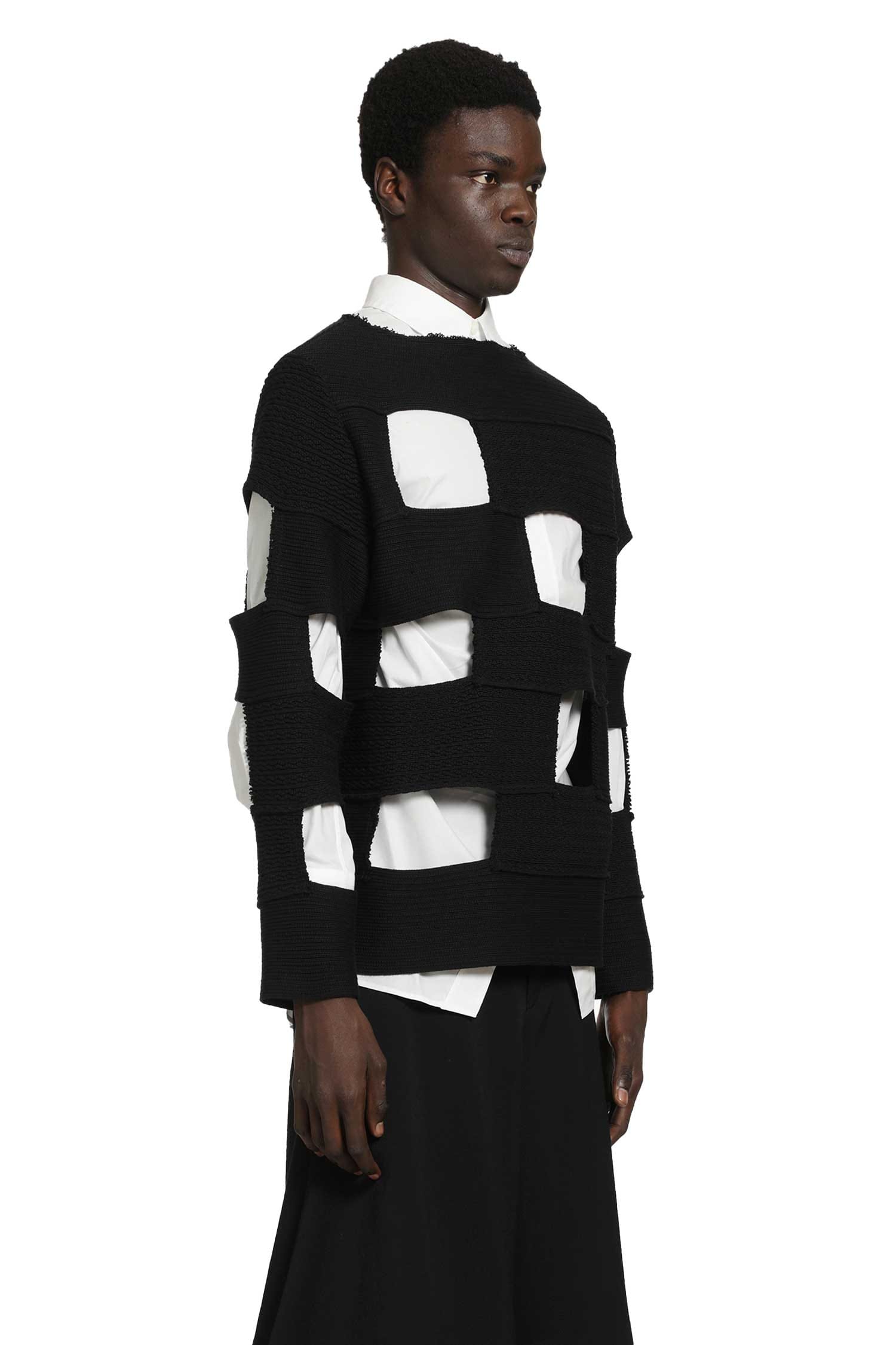 COMME DES GARCONS HOMME PLUS Cut-Out Cotton Nylon Sweater