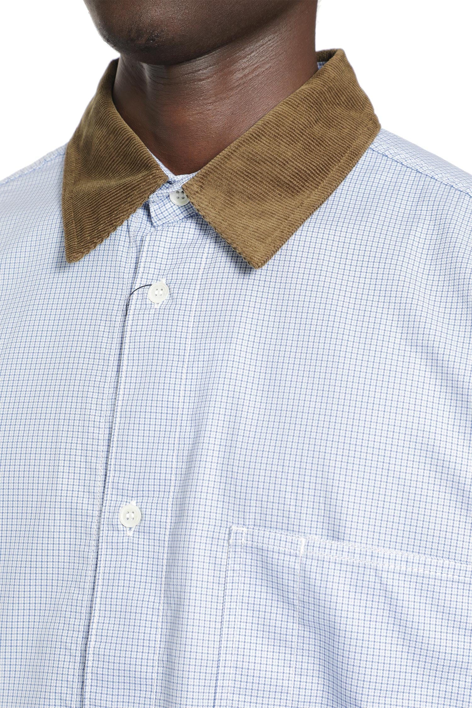 COMME DES GARCONS HOMME Check Shirt with Corduroy Collar