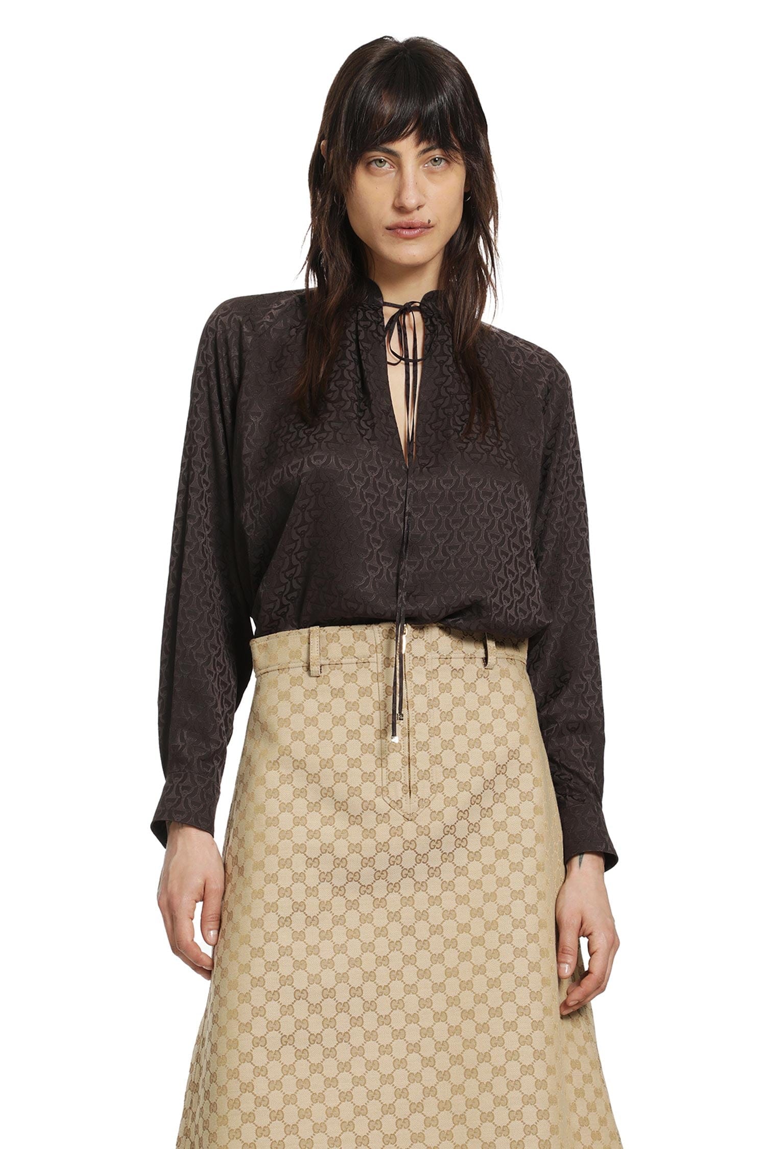 Gucci Horsebit Silk Jacquard Shirt