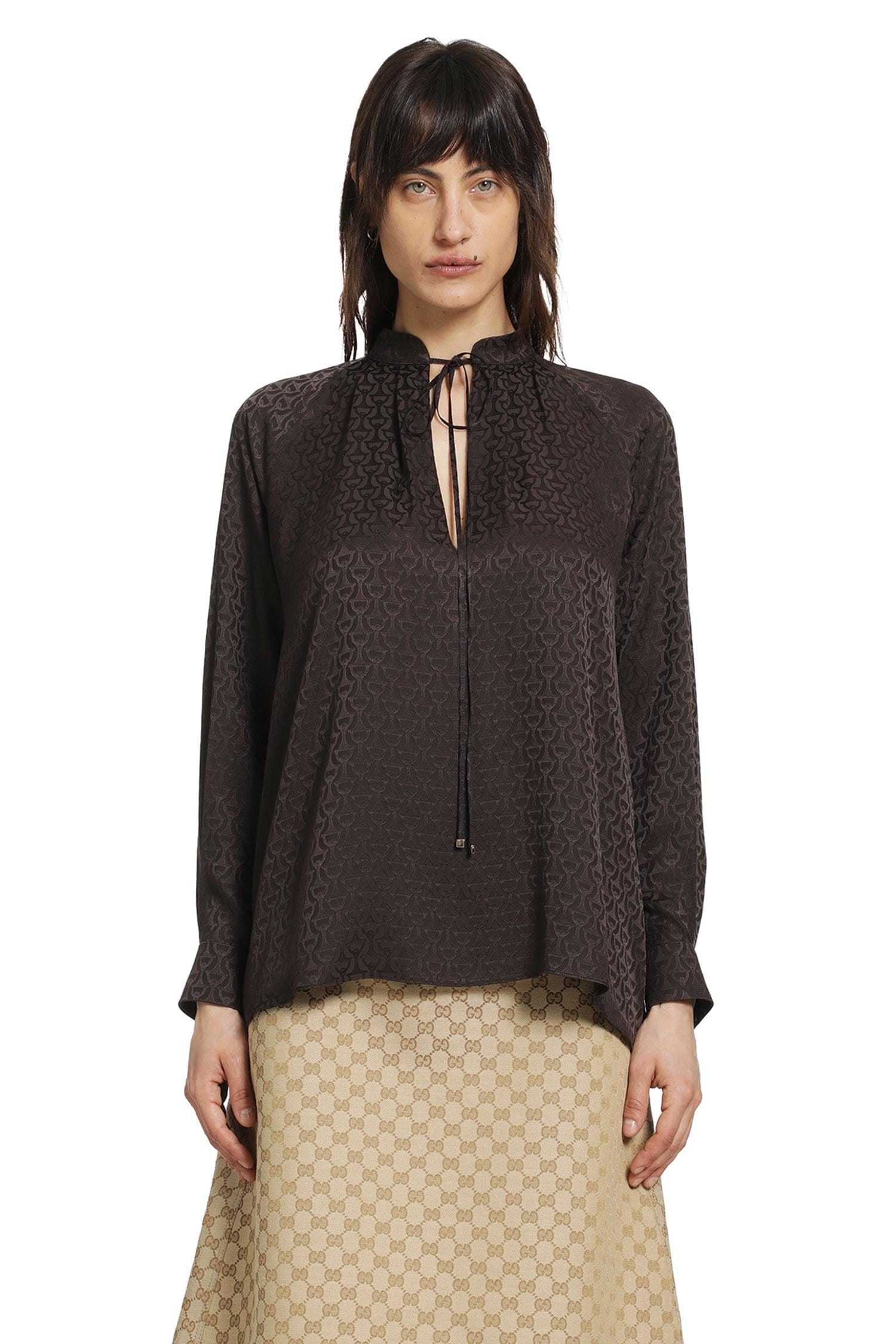 Gucci Horsebit Silk Jacquard Shirt