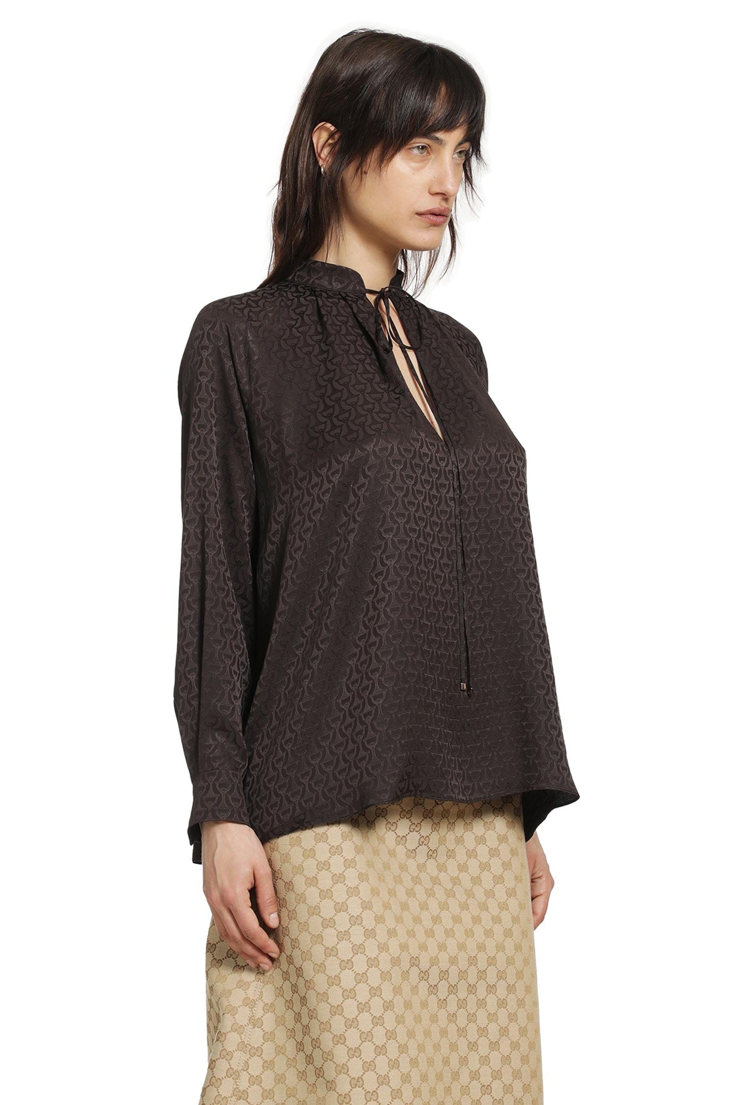 Gucci Horsebit Silk Jacquard Shirt