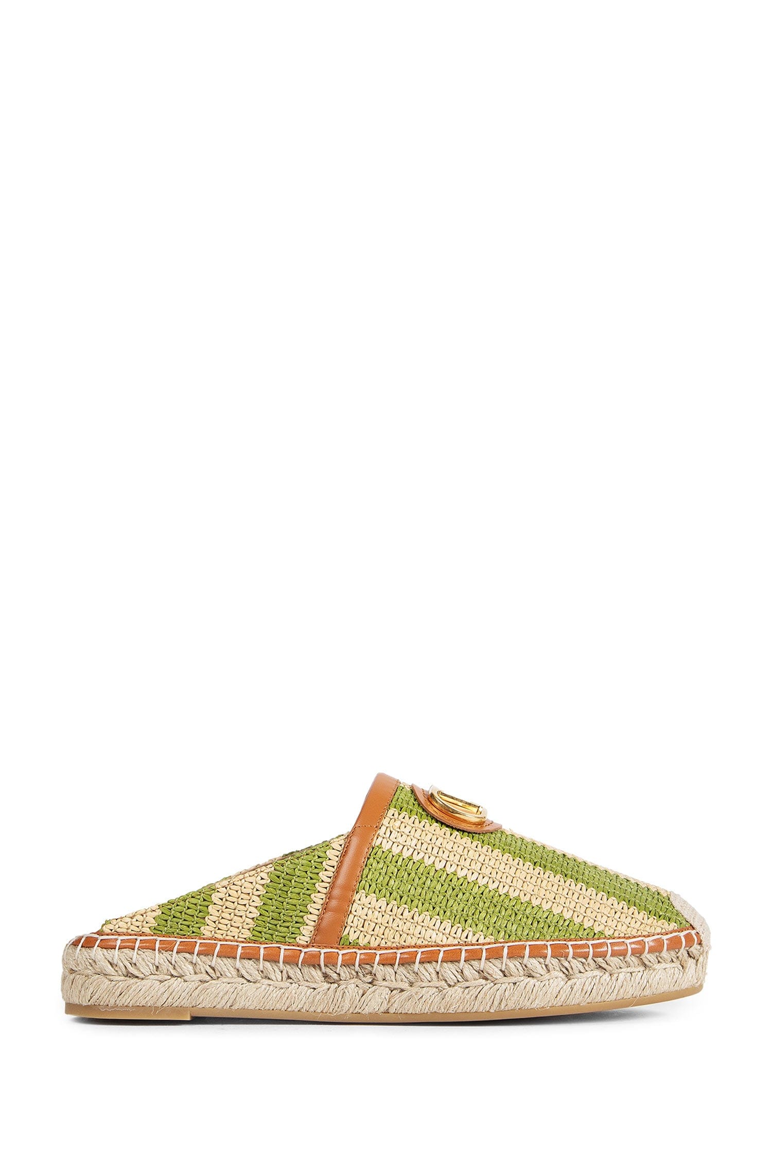 Valentino Garavani VLogo Striped Raffia Espadrille Mules