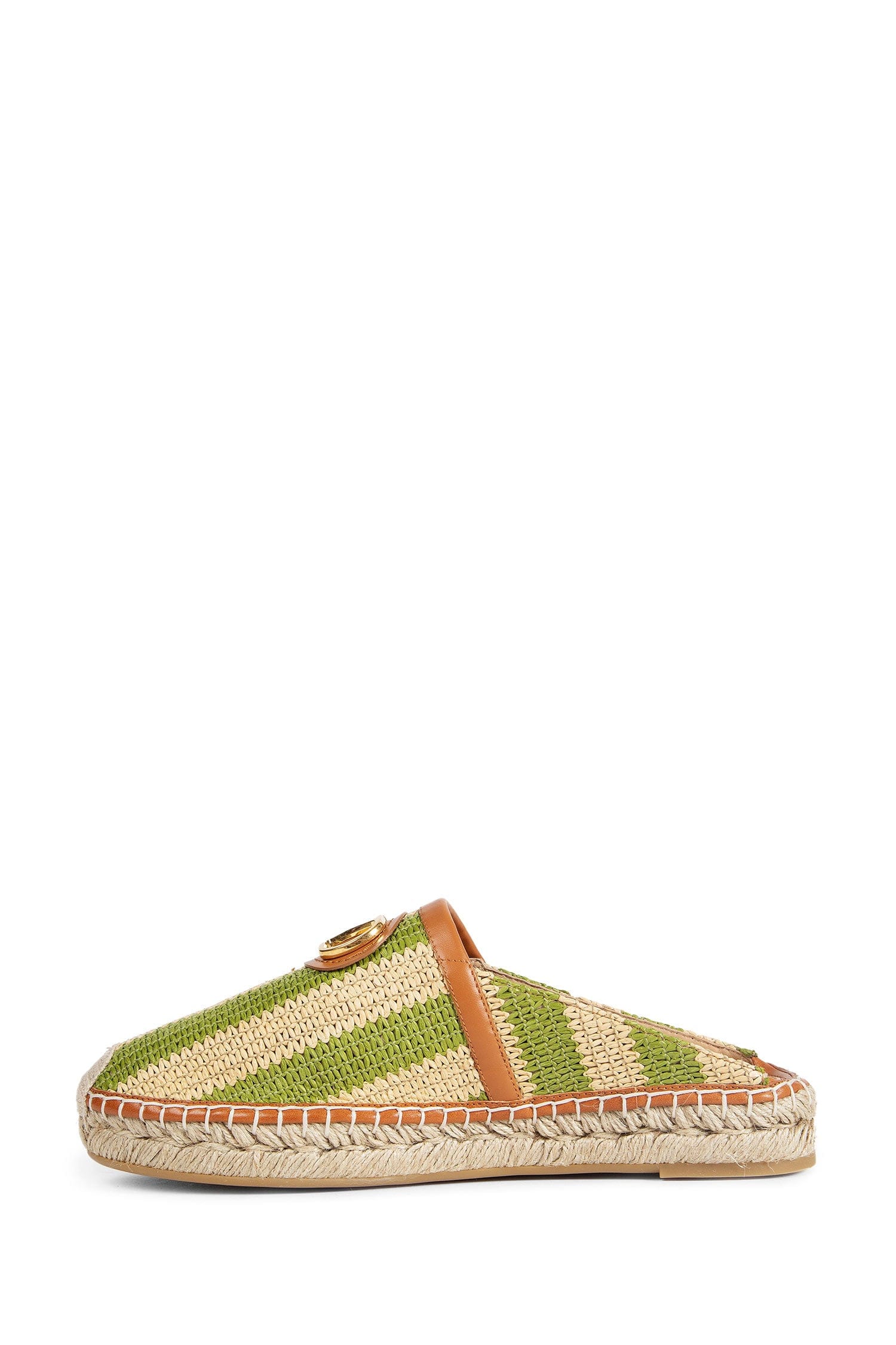 Valentino Garavani VLogo Striped Raffia Espadrille Mules