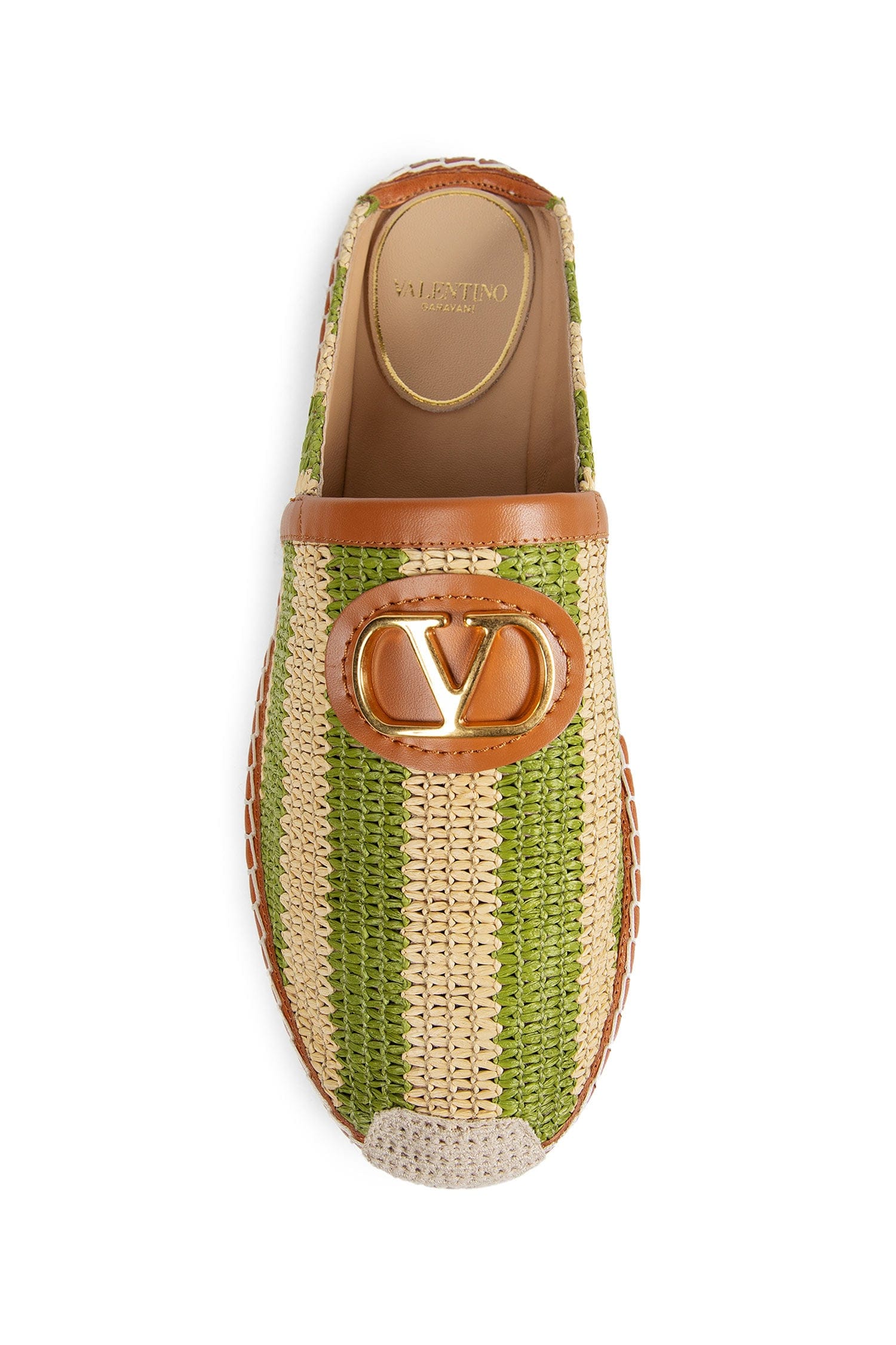 Valentino Garavani VLogo Striped Raffia Espadrille Mules