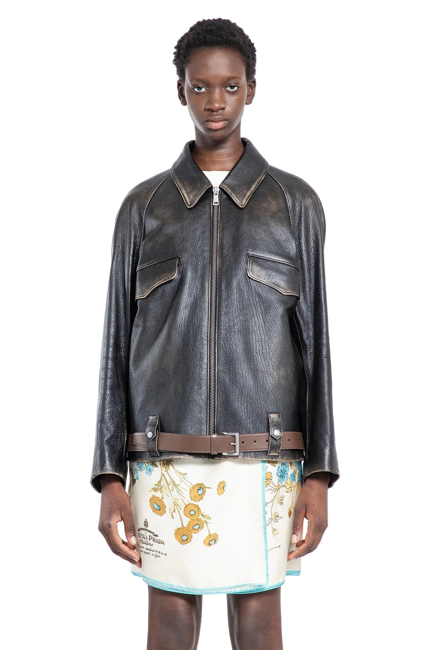 Prada Leather blouson jacket