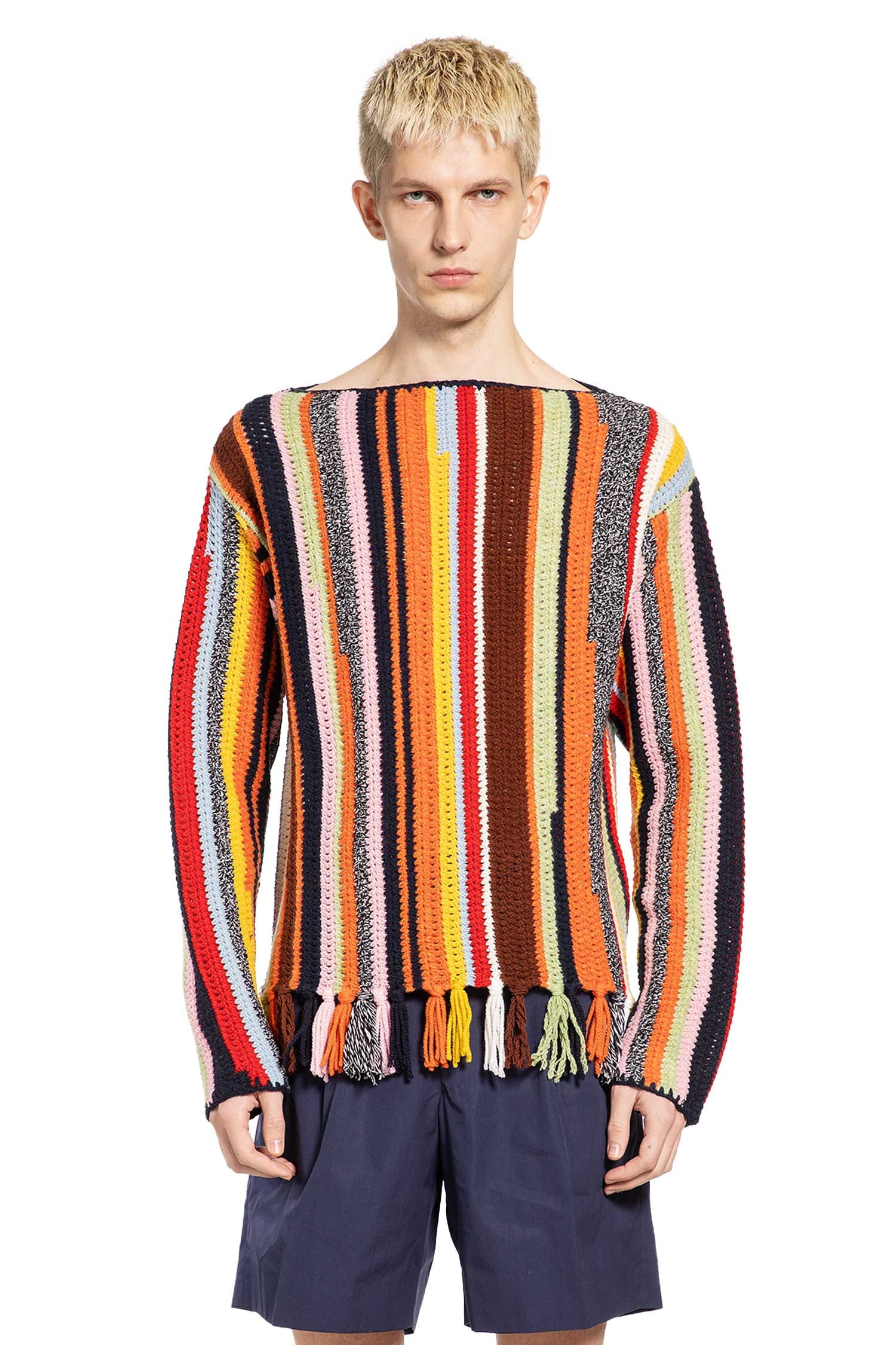 Prada Wool Crochet Boat Neck Sweater