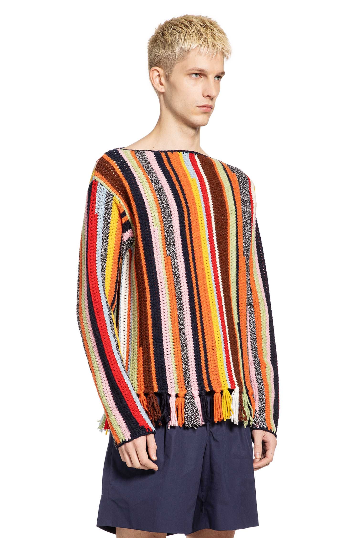 Prada Wool Crochet Boat Neck Sweater